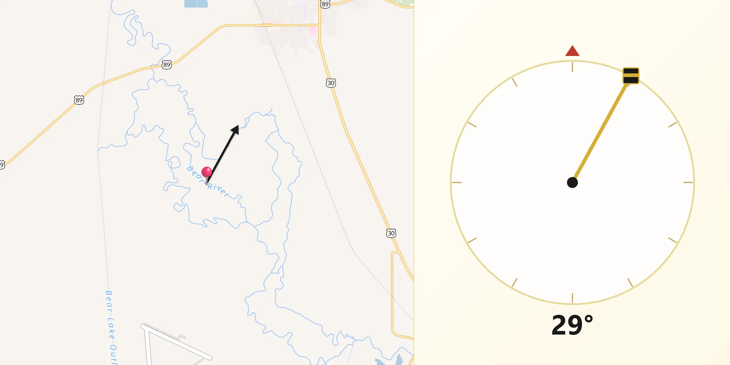 Qibla Direction from Bear Lake
