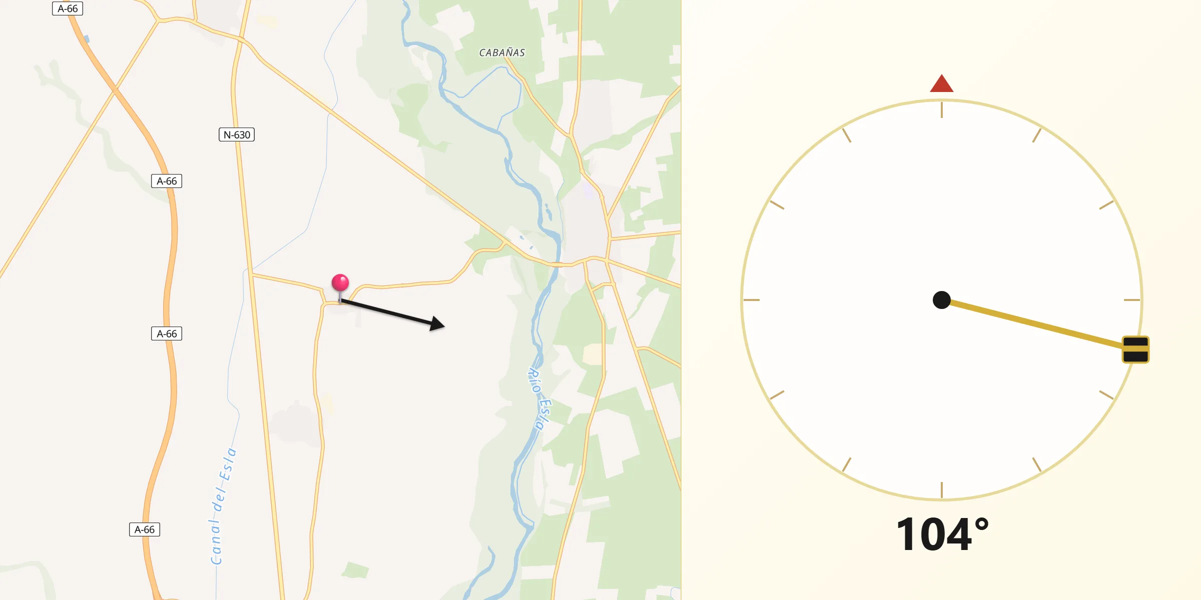 Dirección de la Qibla desde San Millán de los Caballeros