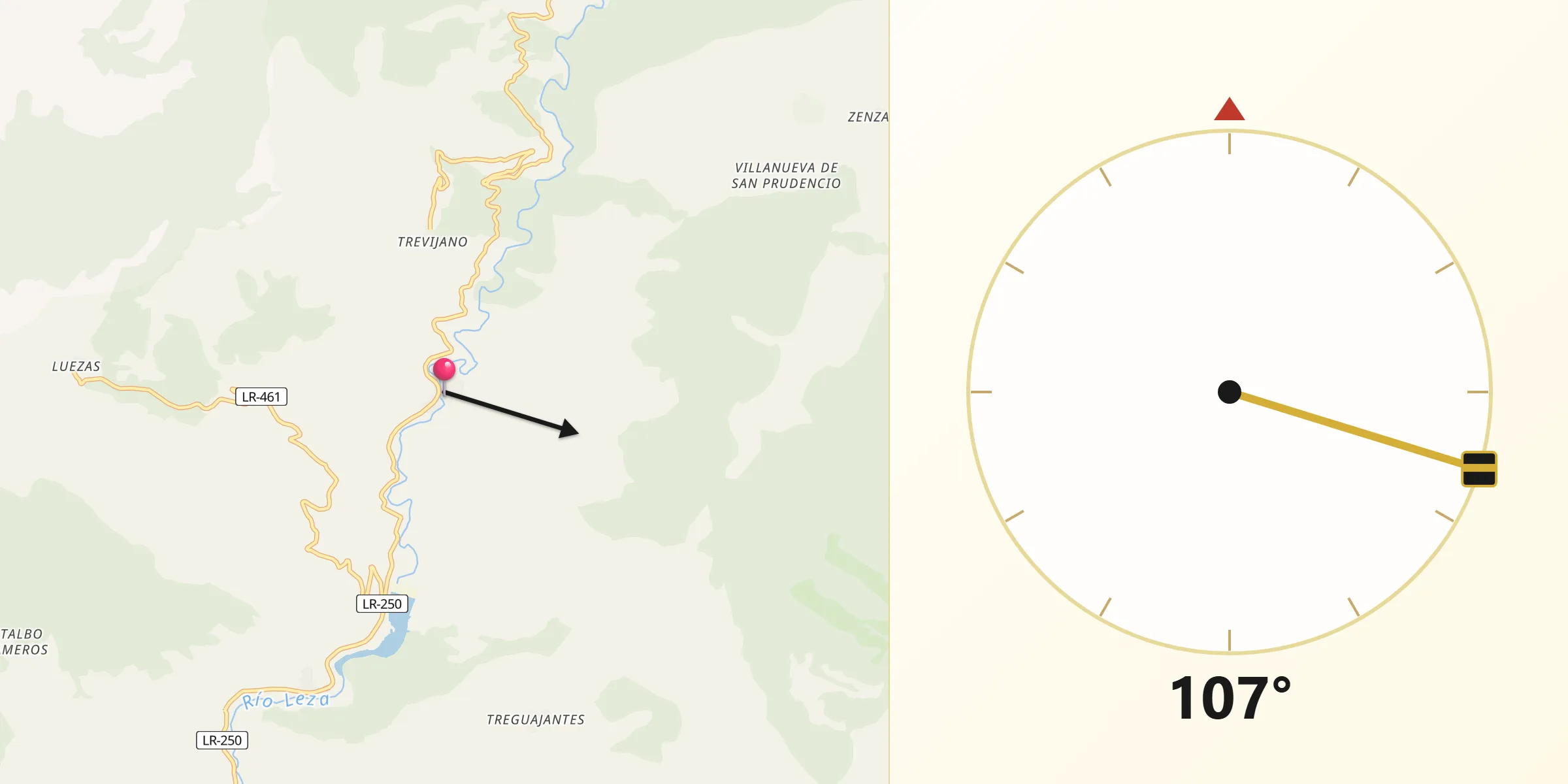 Dirección de la Qibla desde Soto en Cameros