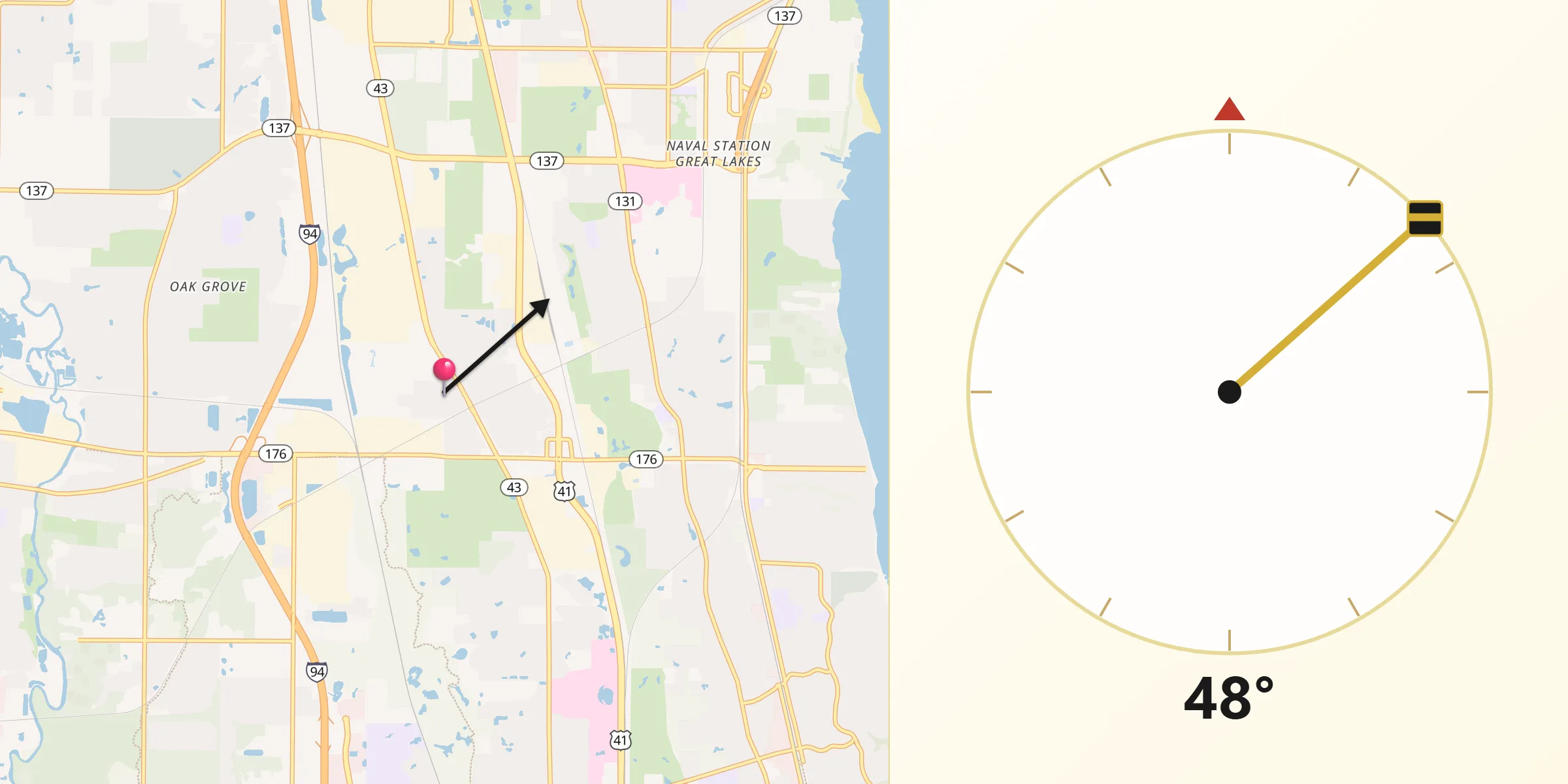 Qibla Direction from Knollwood