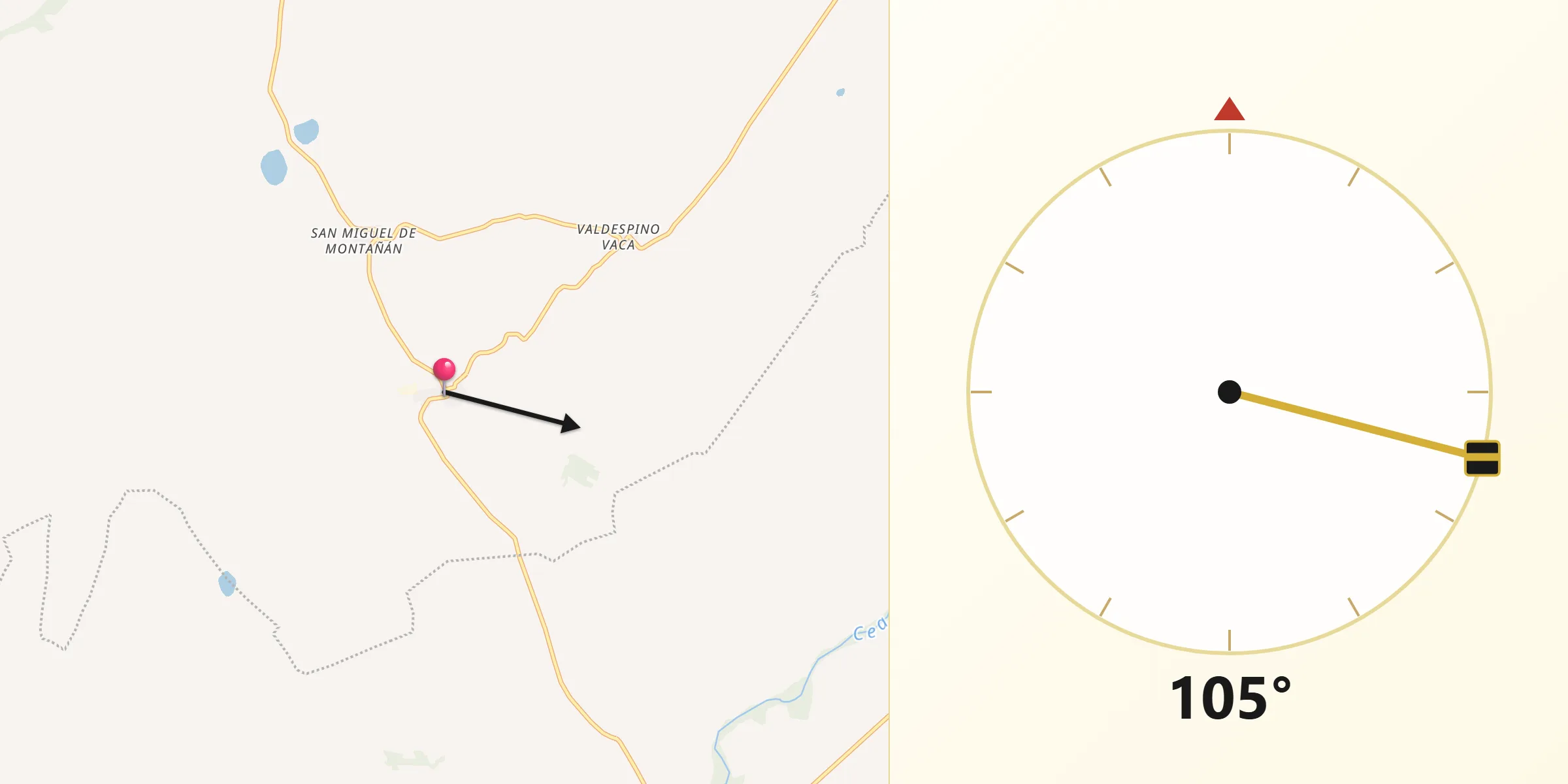 Dirección de la Qibla desde Joarilla de las Matas