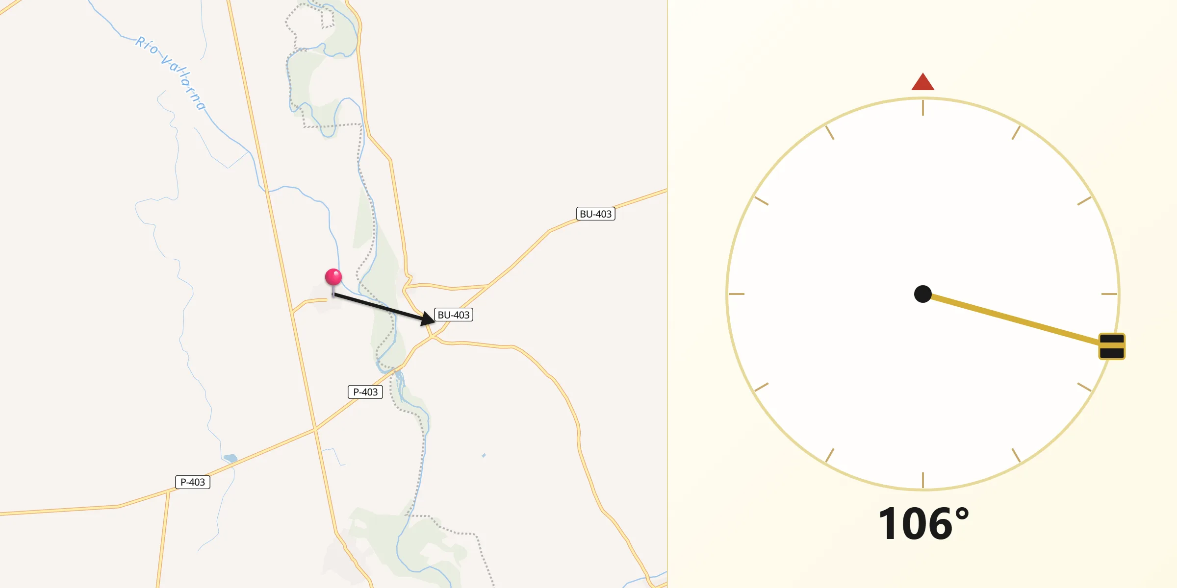 Dirección de la Qibla desde Itero de la Vega