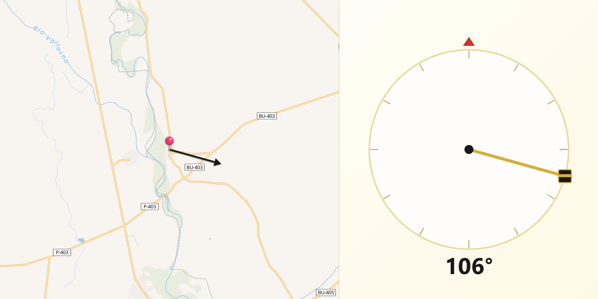 Dirección de la Qibla desde Itero del Castillo