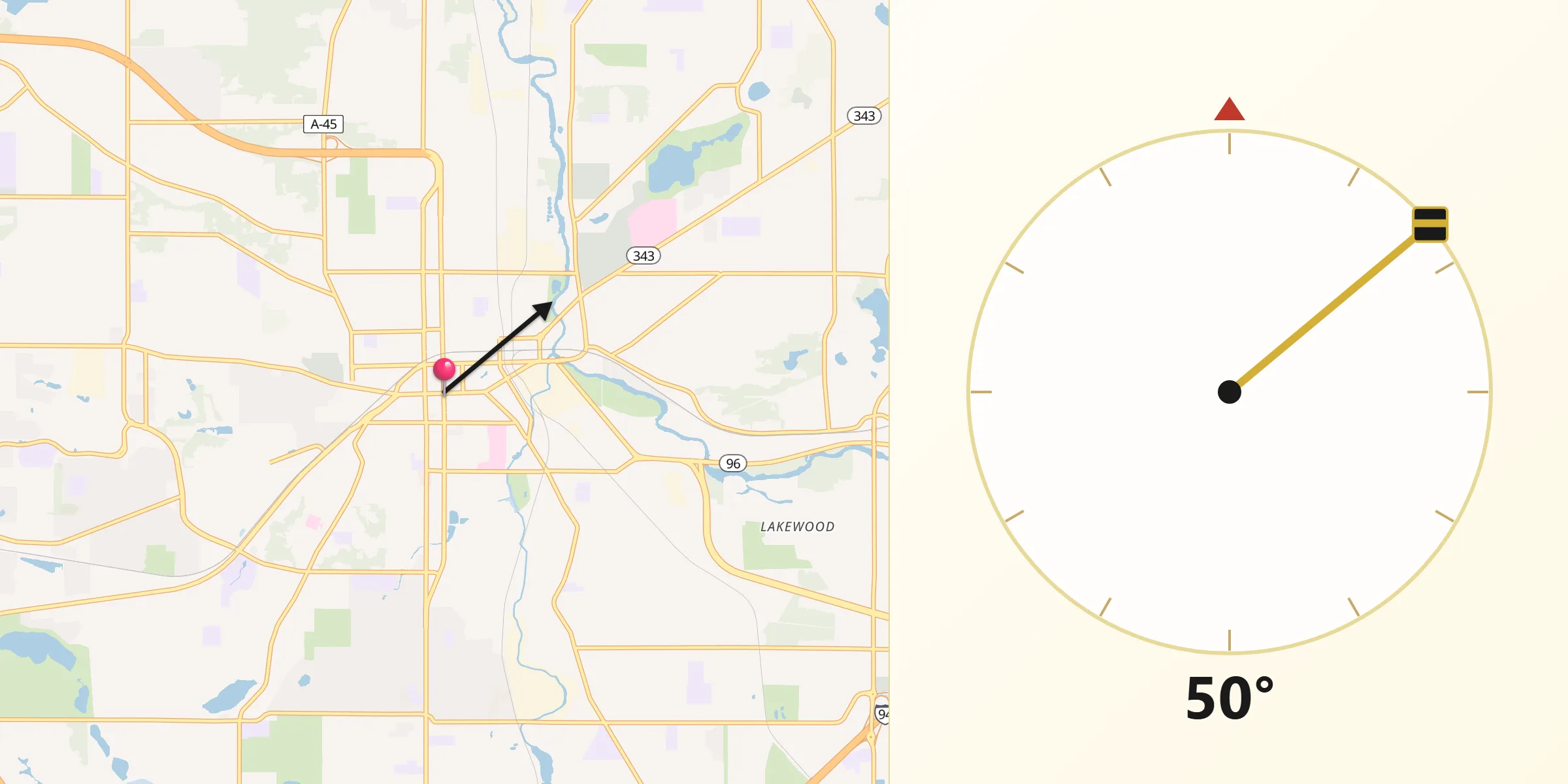 Qibla Direction from Kalamazoo
