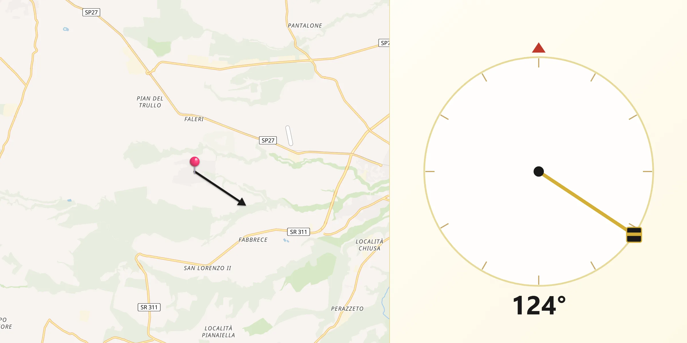 Direzione della Qibla da Regolelli