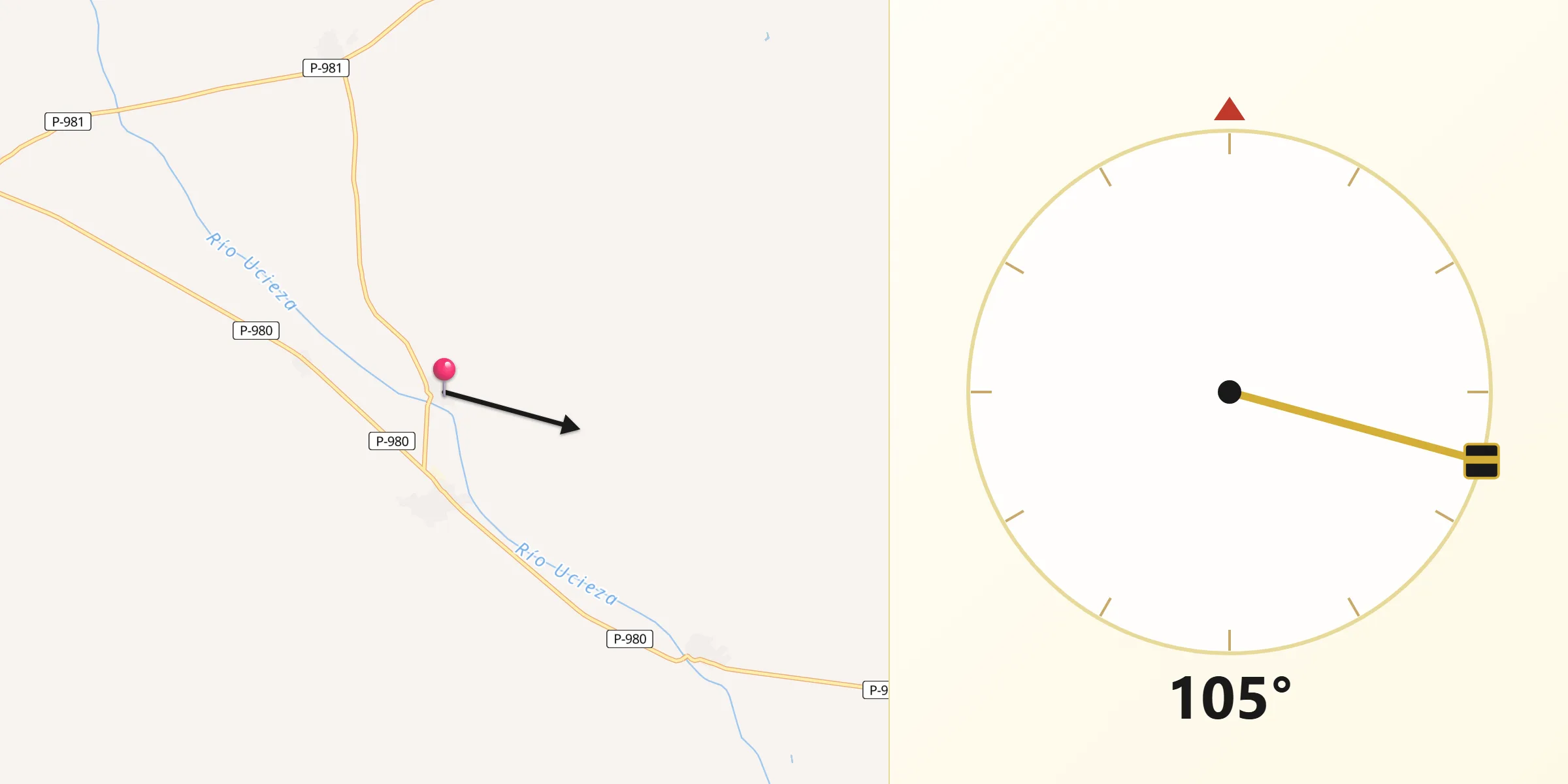 Dirección de la Qibla desde Villovieco