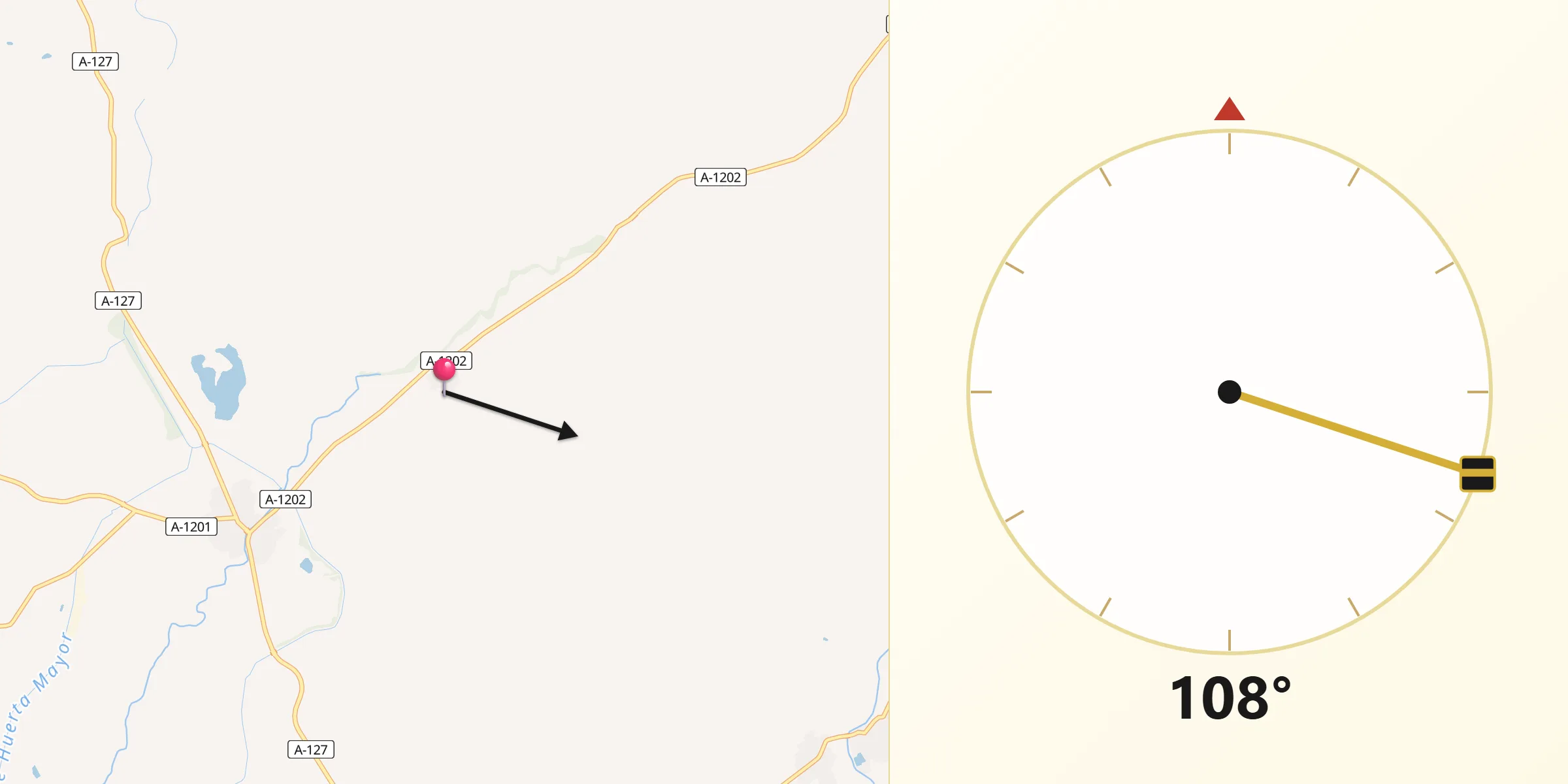 Dirección de la Qibla desde Layana