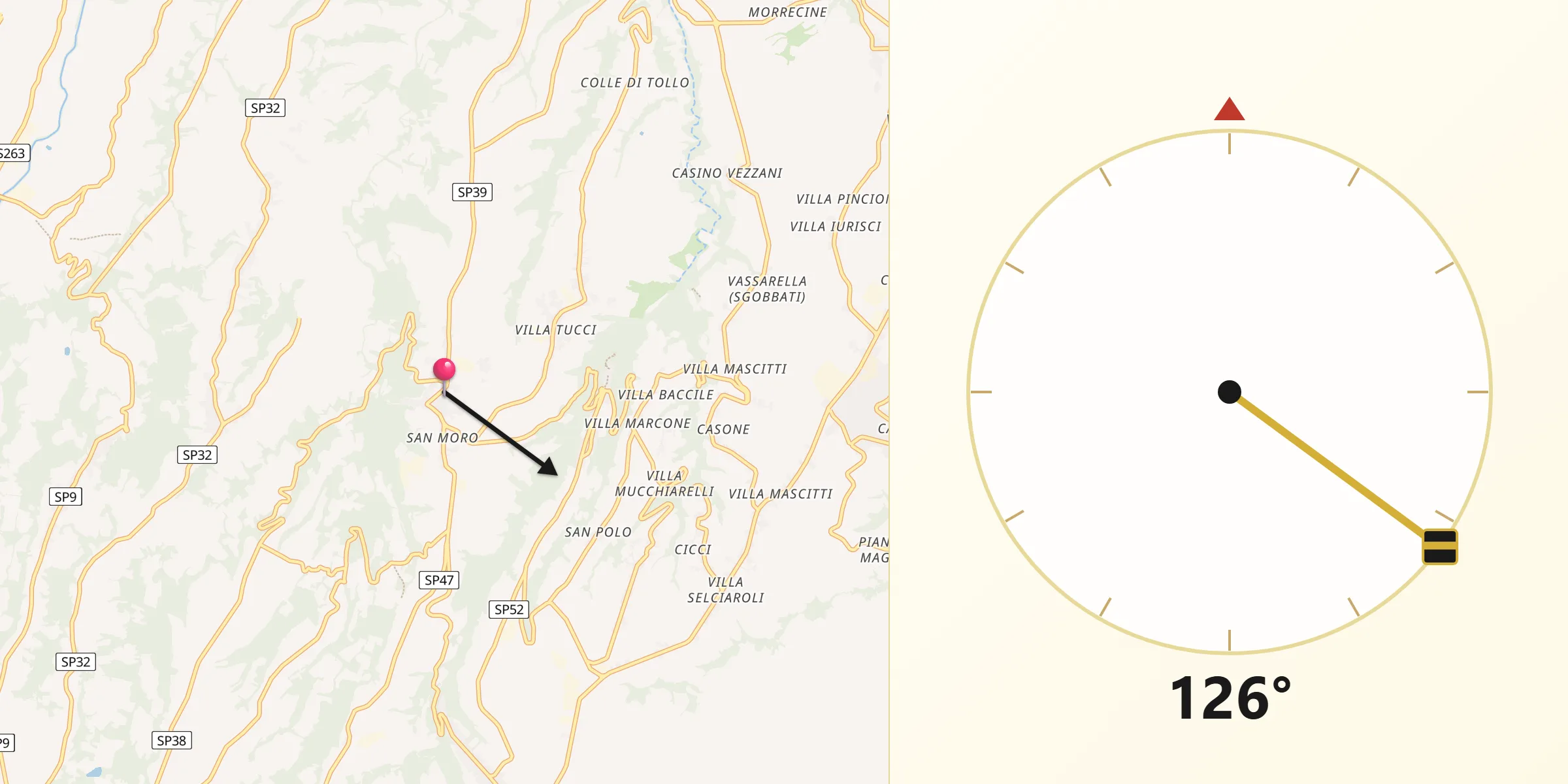 Direzione della Qibla da Canosa Sannita