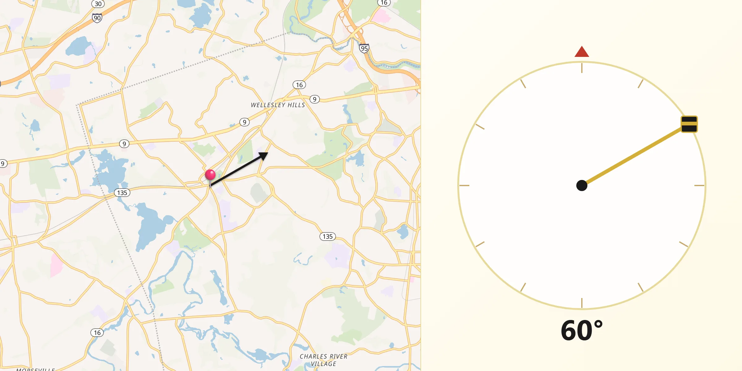 Qibla Direction from Wellesley