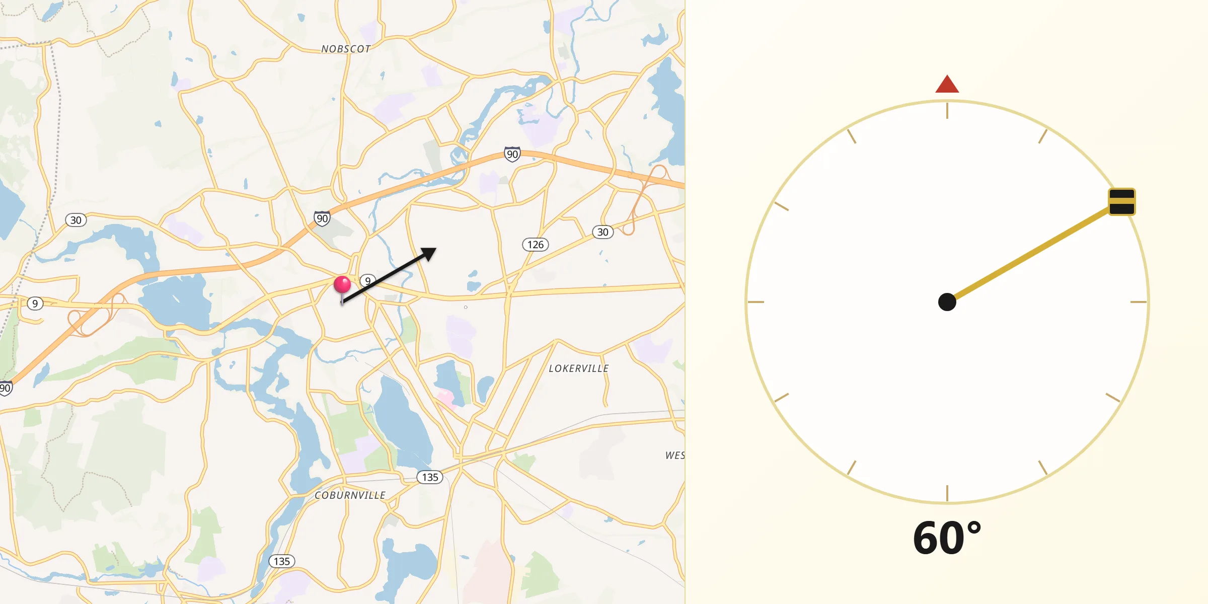 Qibla Direction from Framingham Center