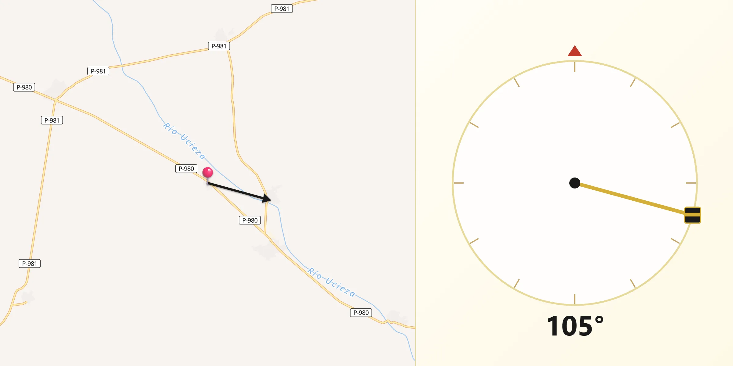 Dirección de la Qibla desde Villarmentero de Campos