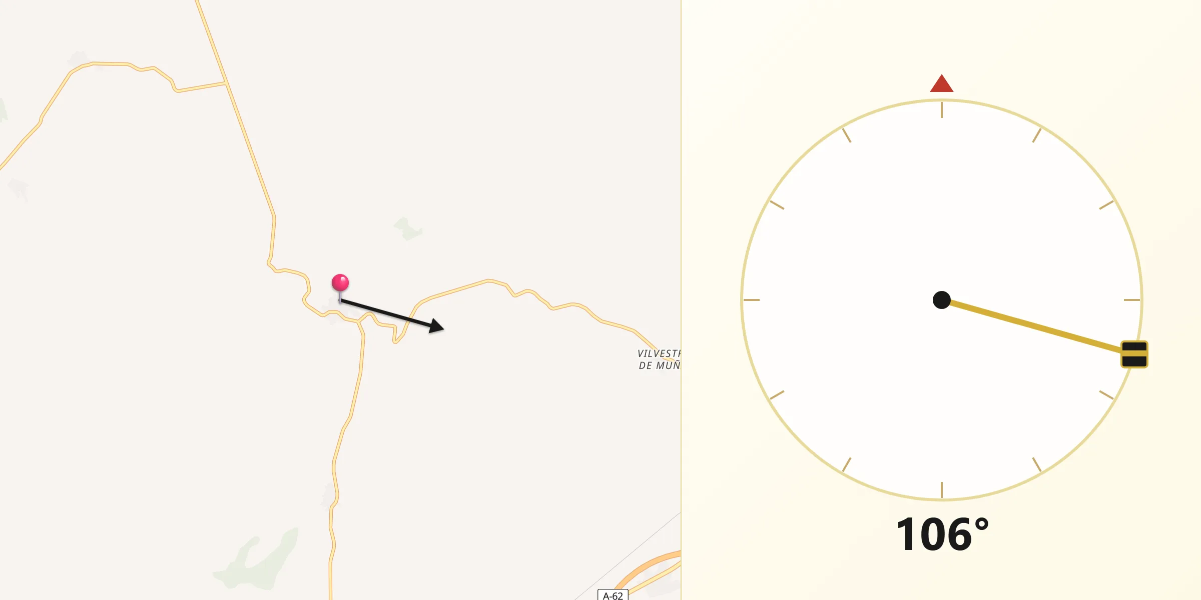 Dirección de la Qibla desde Iglesias