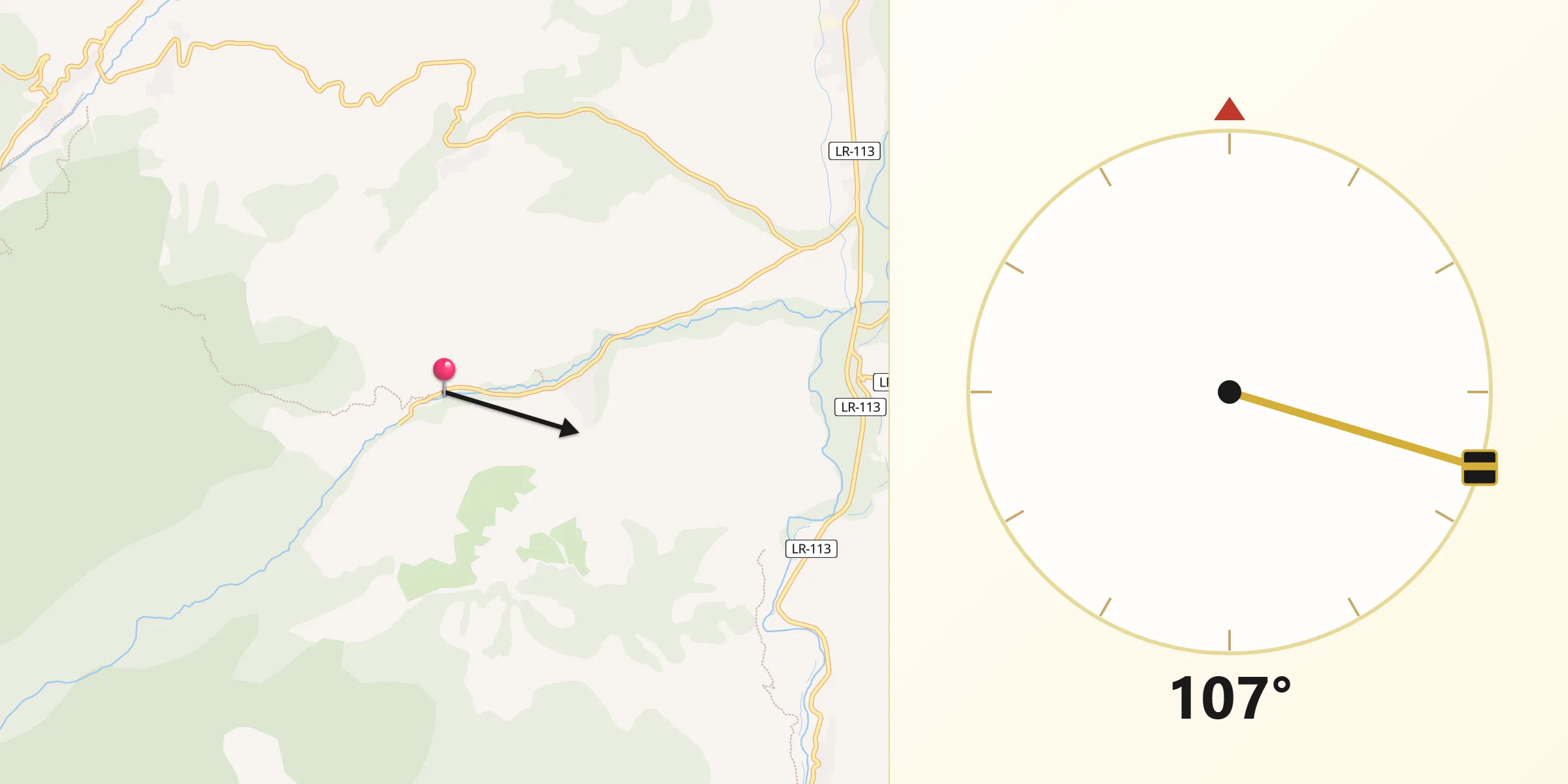 Dirección de la Qibla desde Tobía