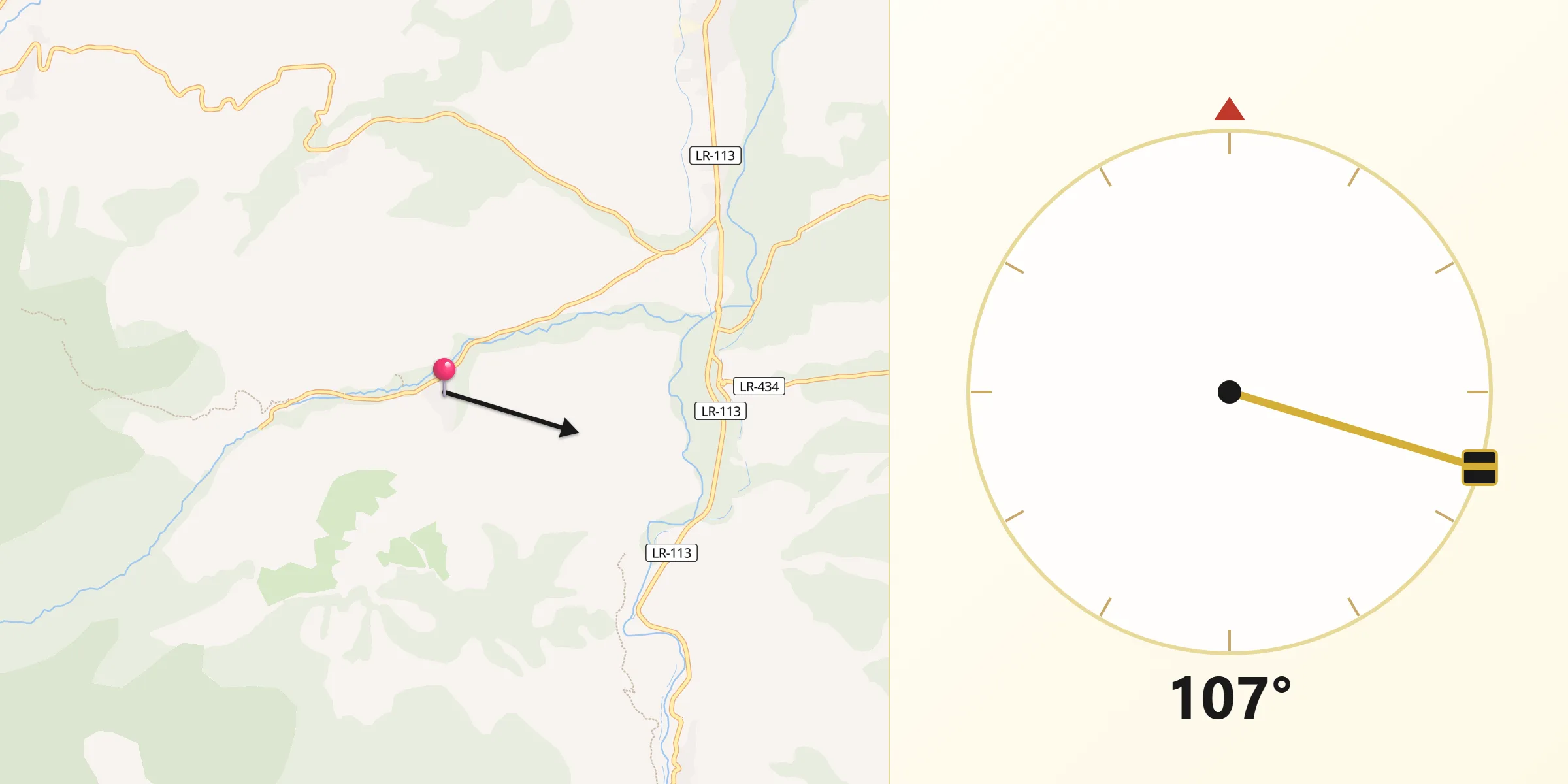 Dirección de la Qibla desde Matute