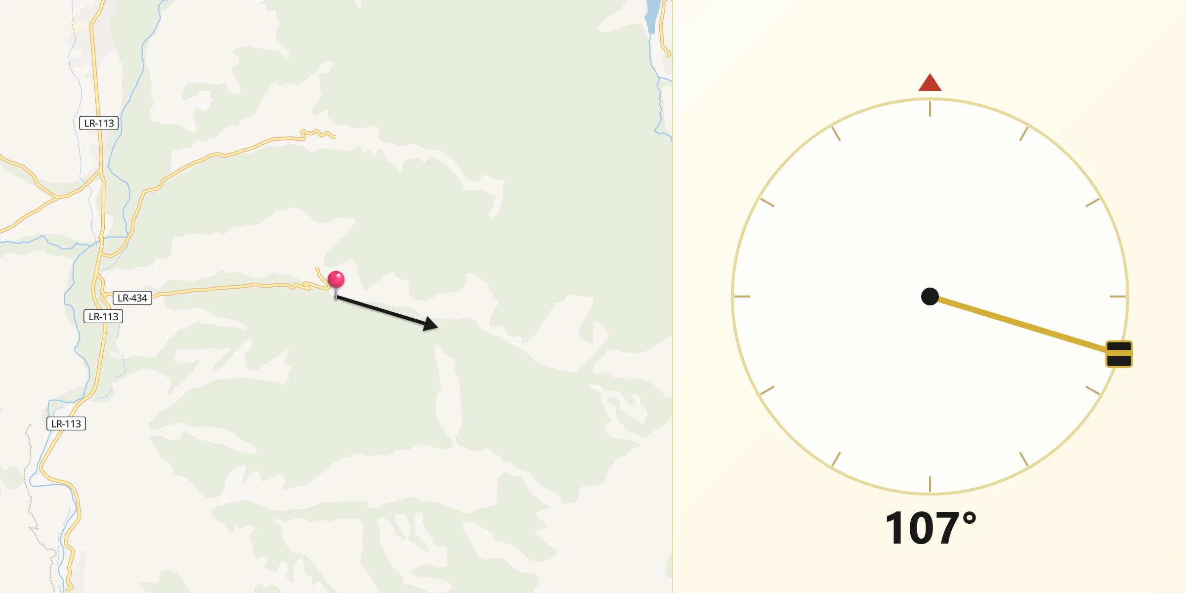 Dirección de la Qibla desde Pedroso