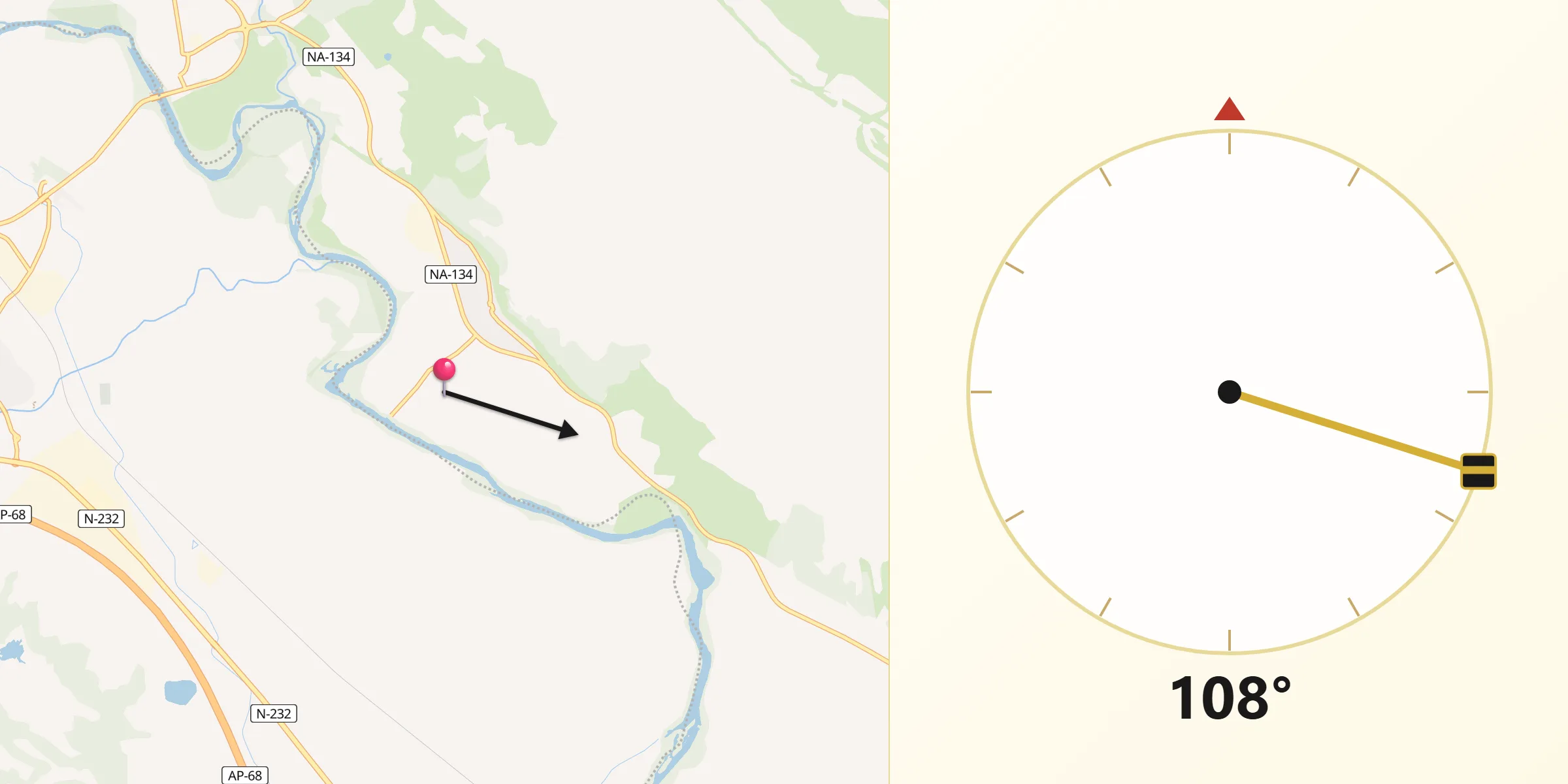 Dirección de la Qibla desde Azagra