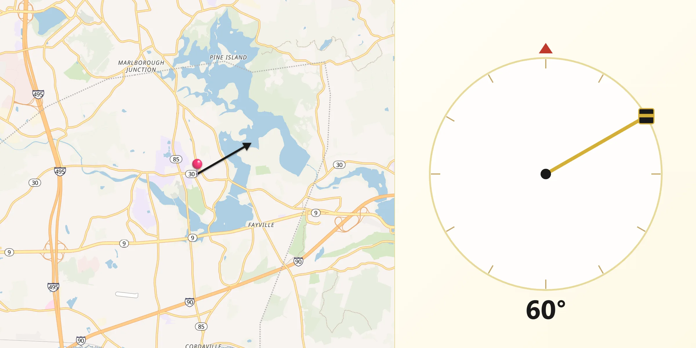 Qibla Direction from Southborough