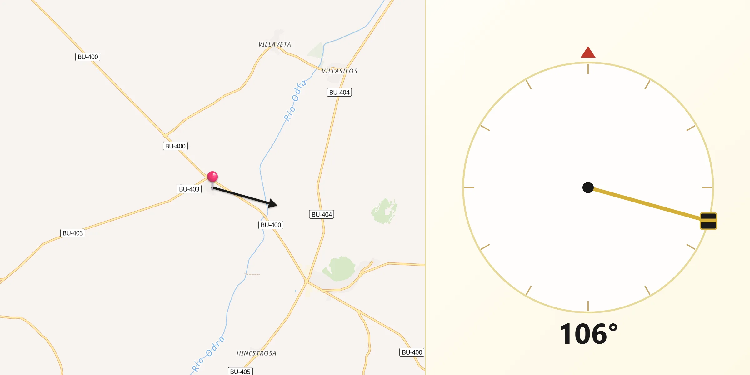 Dirección de la Qibla desde Castrillo Matajudíos