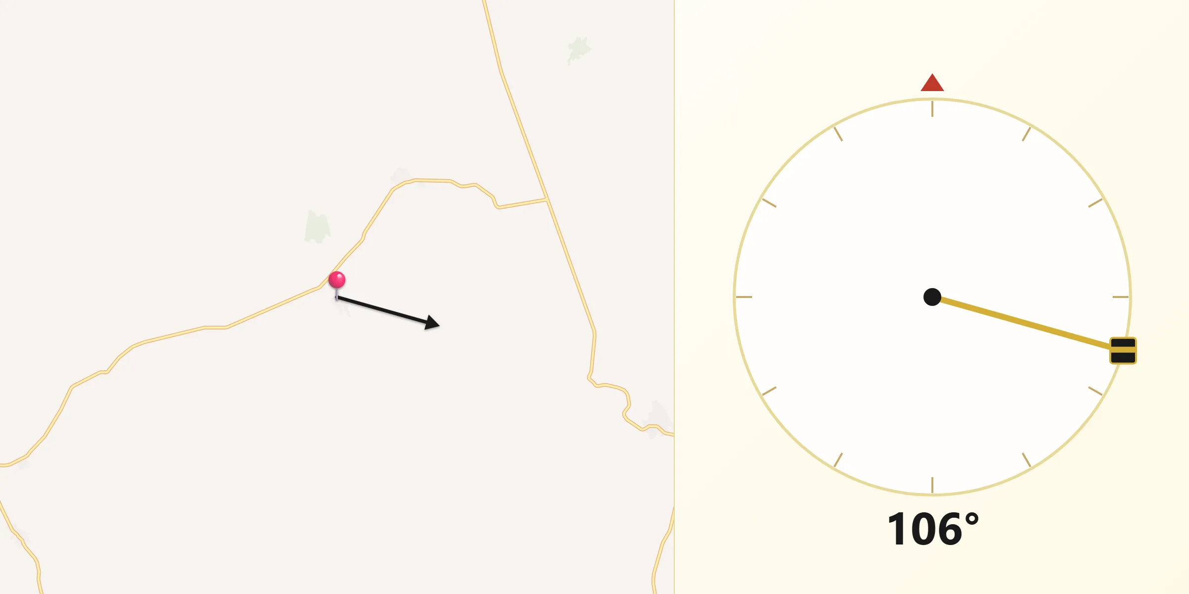 Dirección de la Qibla desde Hontanas