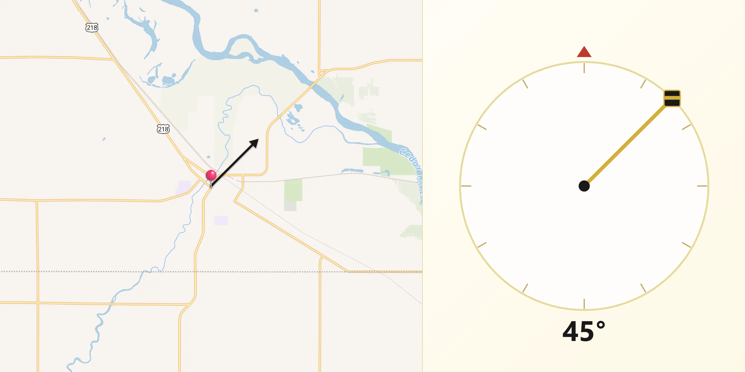 Qibla Direction from La Porte City