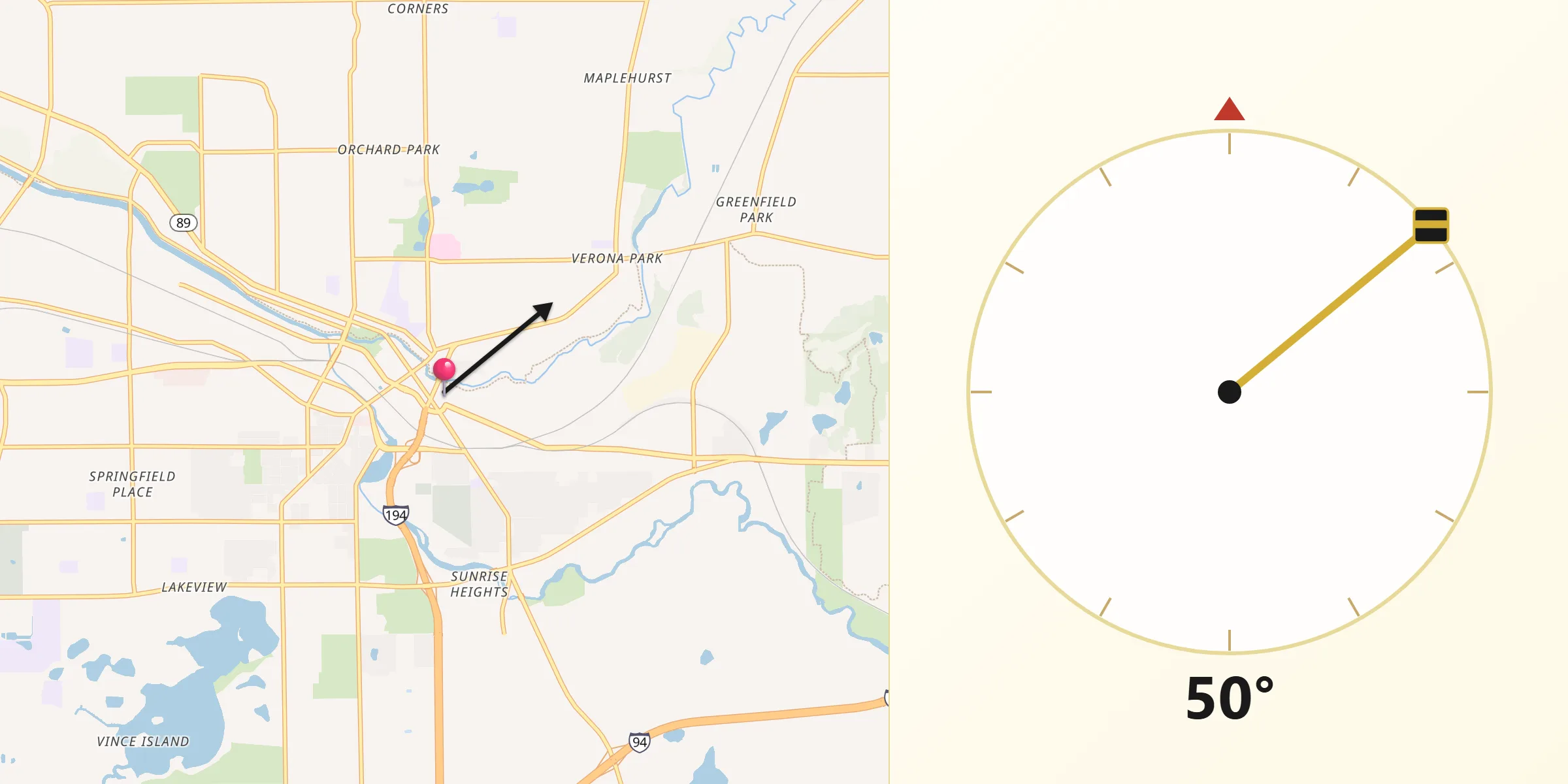 Qibla Direction from Battle Creek