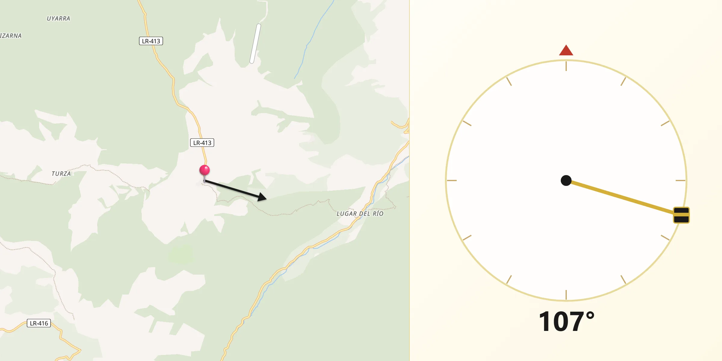 Dirección de la Qibla desde Pazuengos