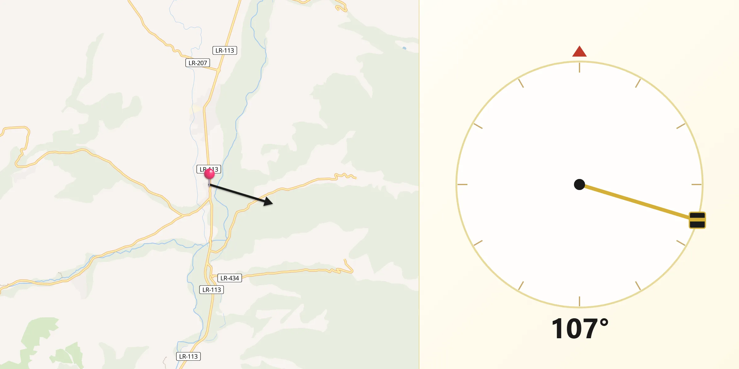 Dirección de la Qibla desde Bobadilla
