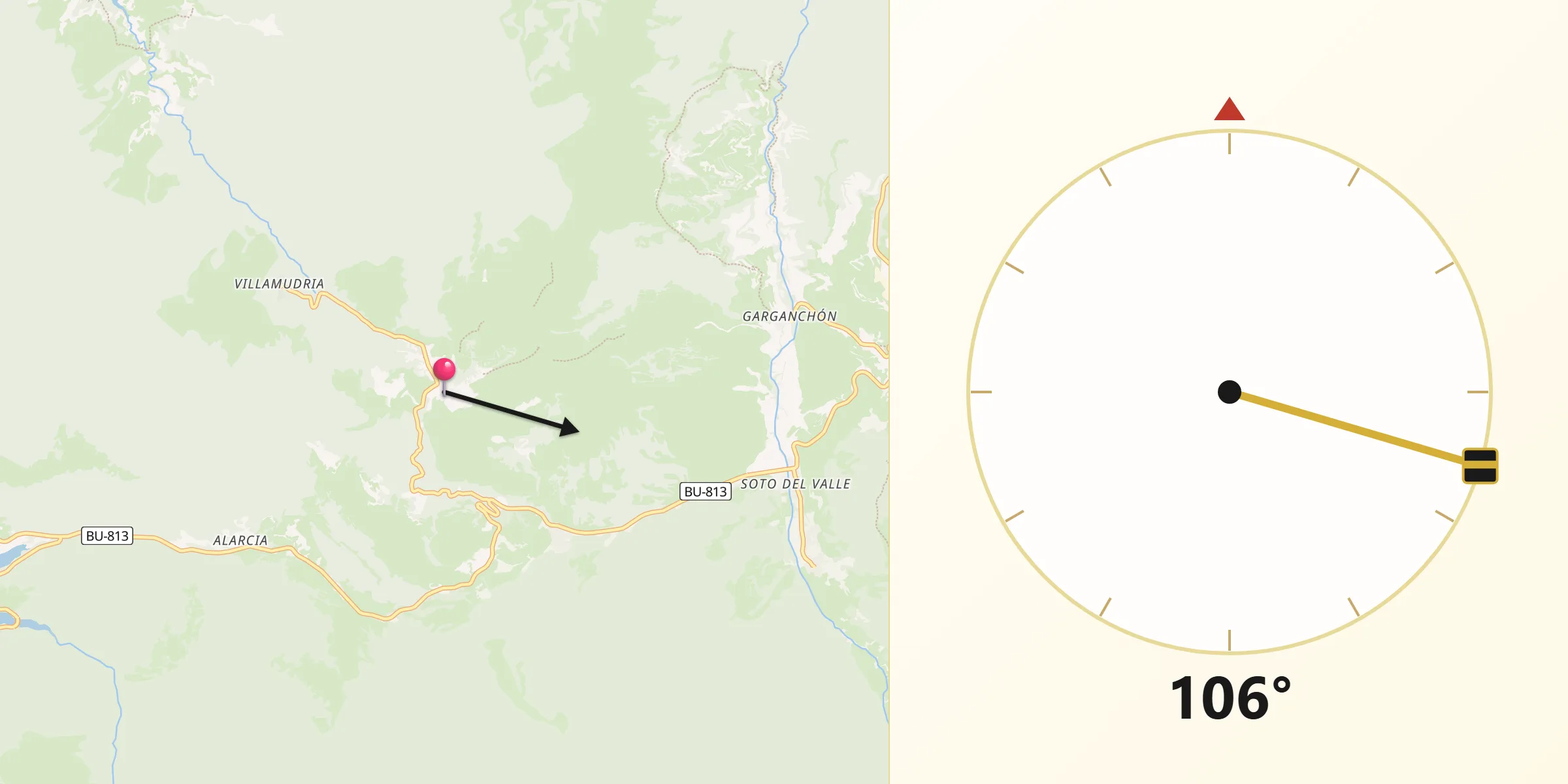 Dirección de la Qibla desde Rábanos