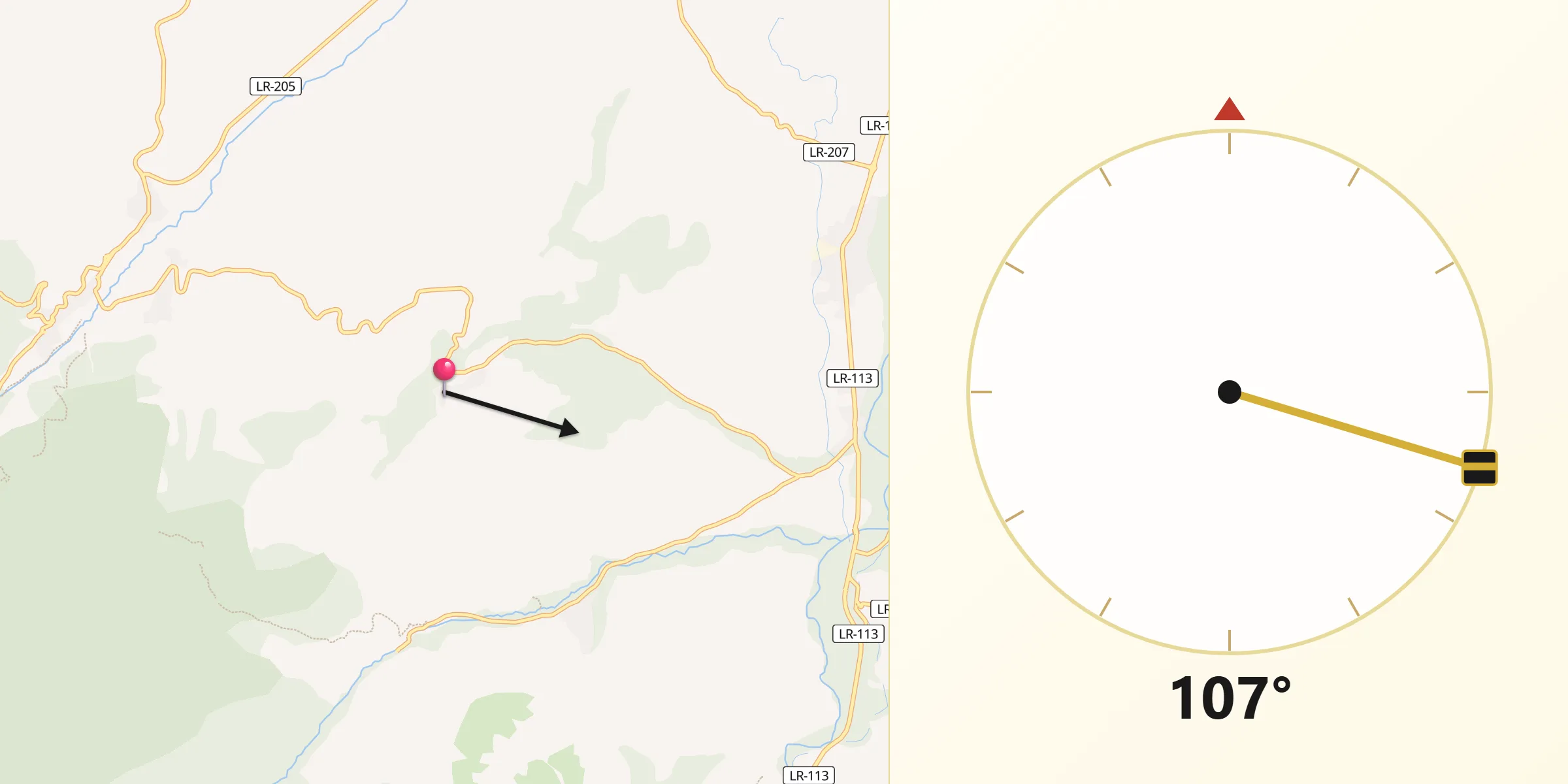 Dirección de la Qibla desde Villaverde de Rioja