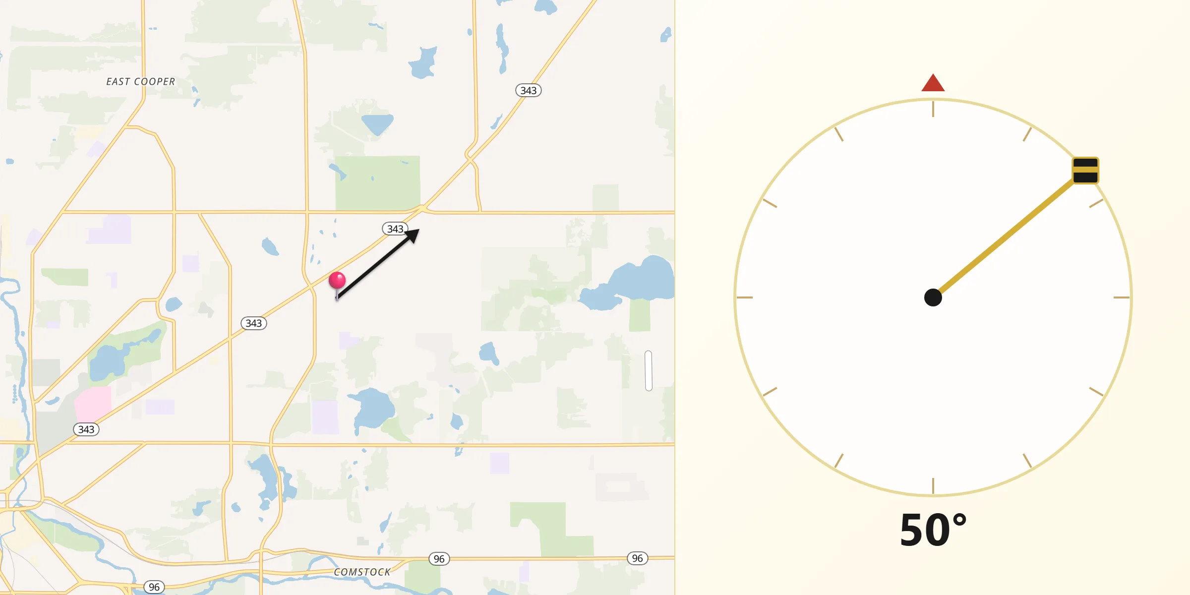 Qibla Direction from Comstock Northwest