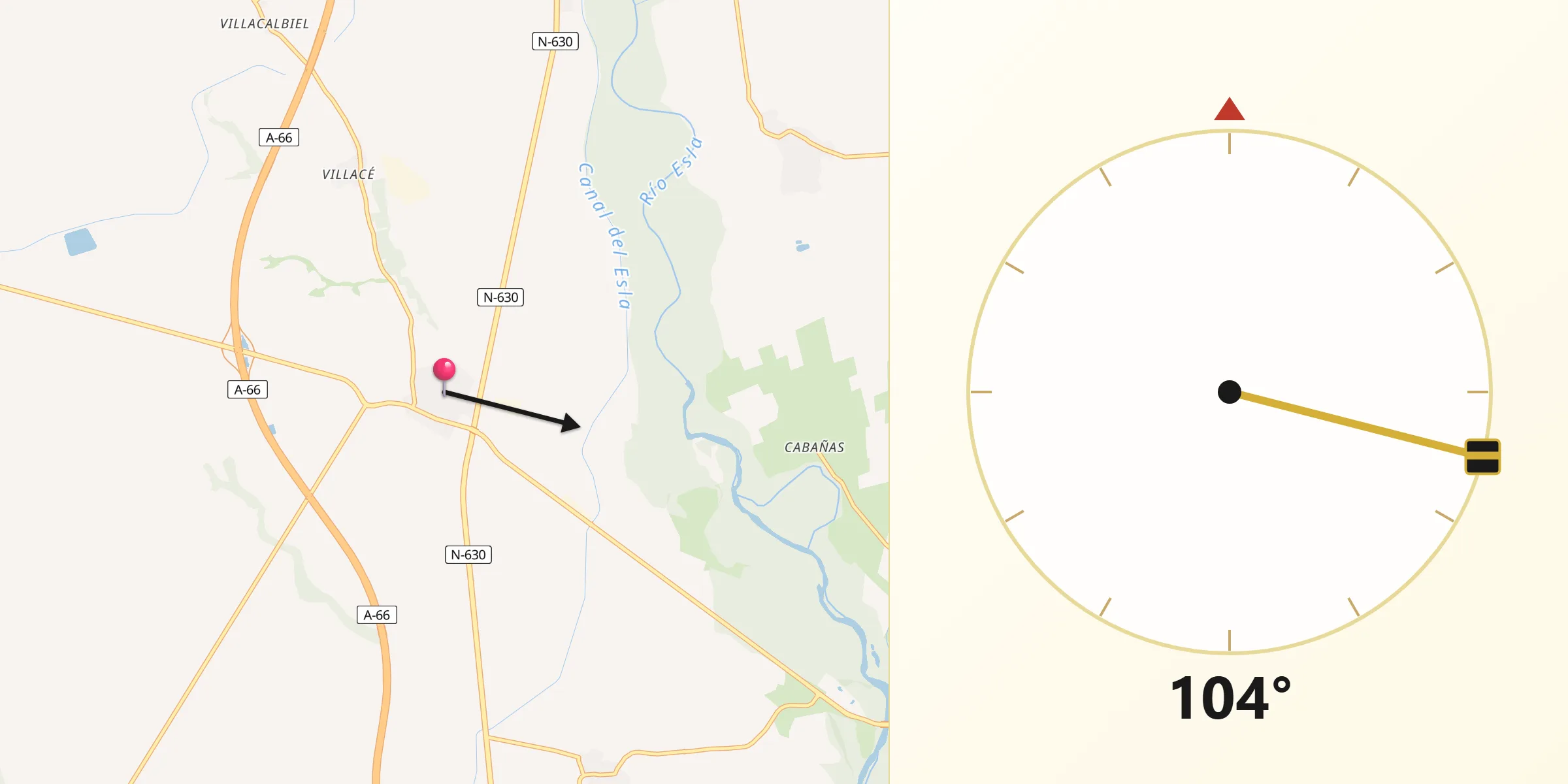 Dirección de la Qibla desde Villamañán