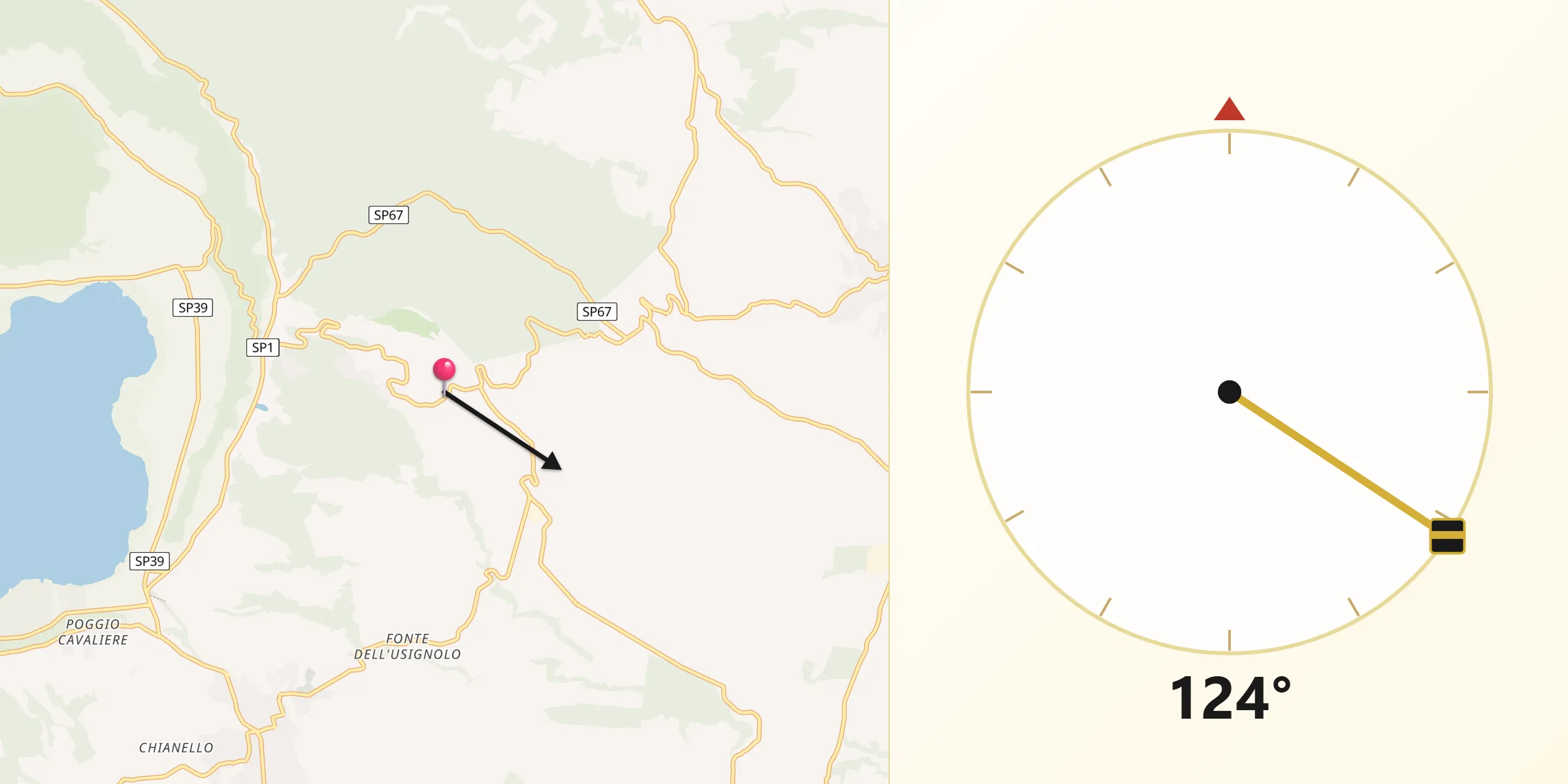 Direzione della Qibla da Caprarola