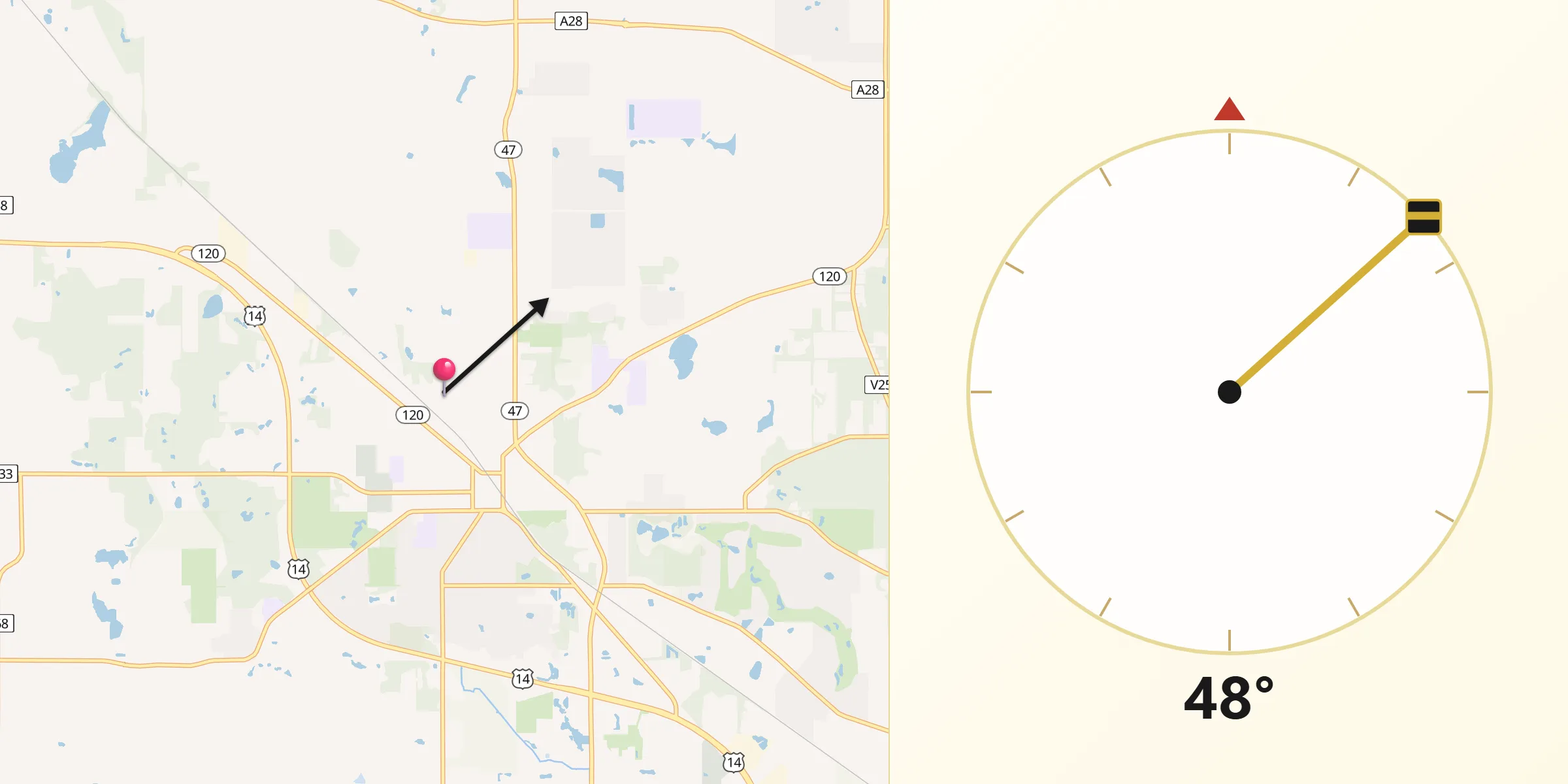 Qibla Direction from McHenry County