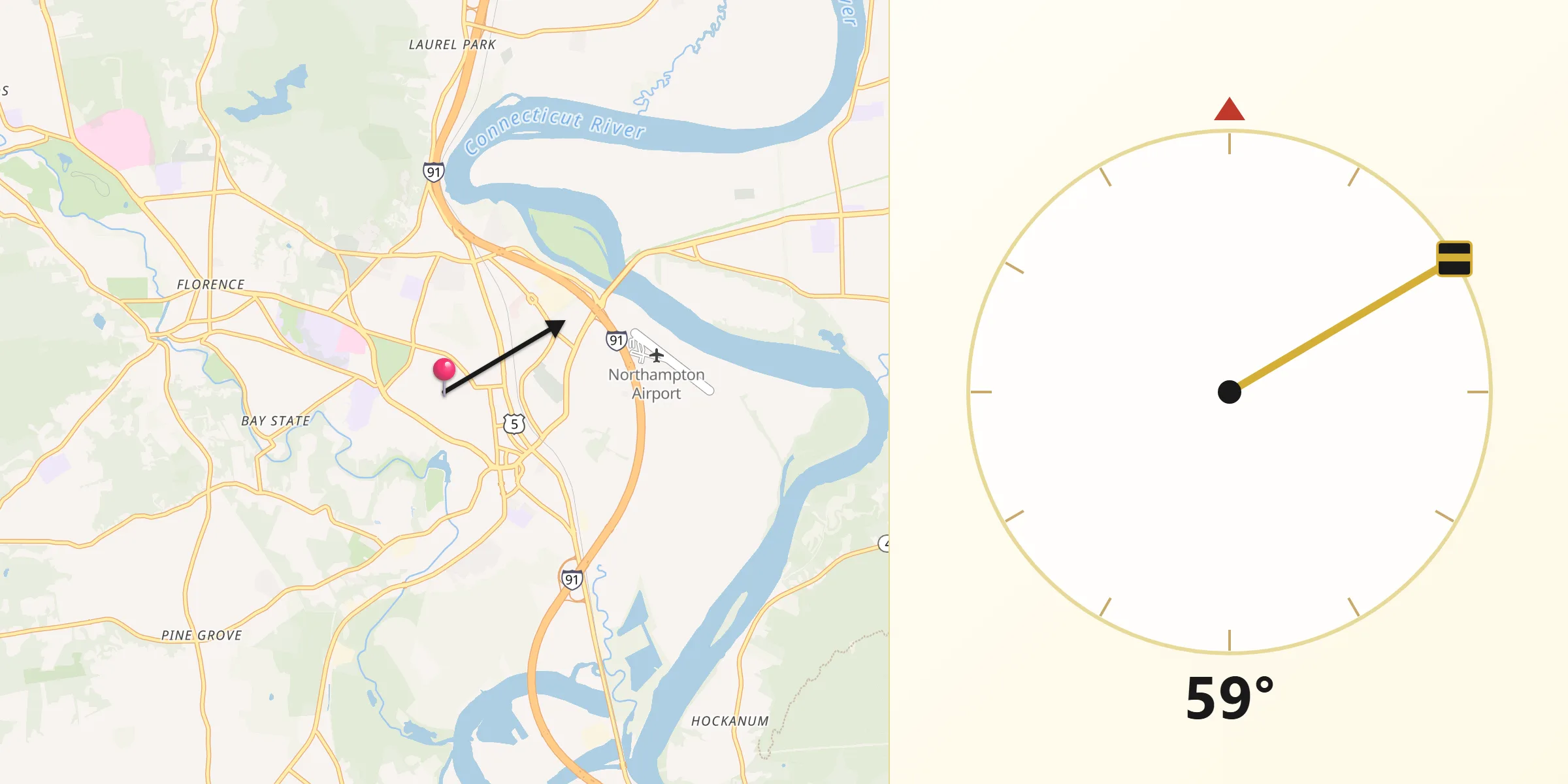 Qibla Direction from Northampton