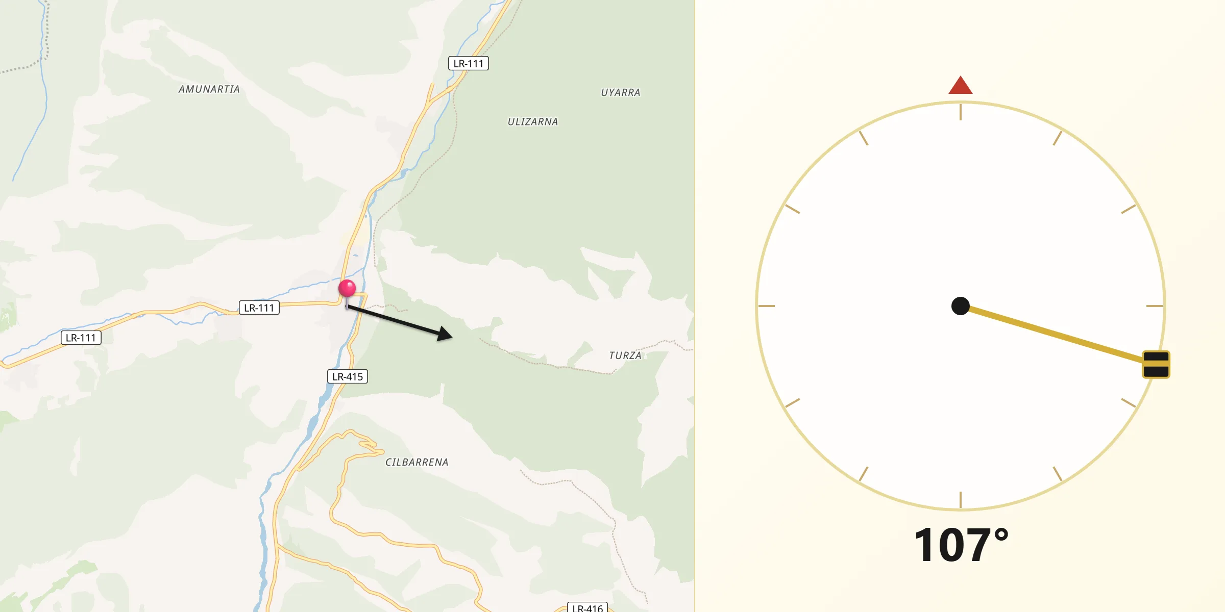 Dirección de la Qibla desde Ezcaray