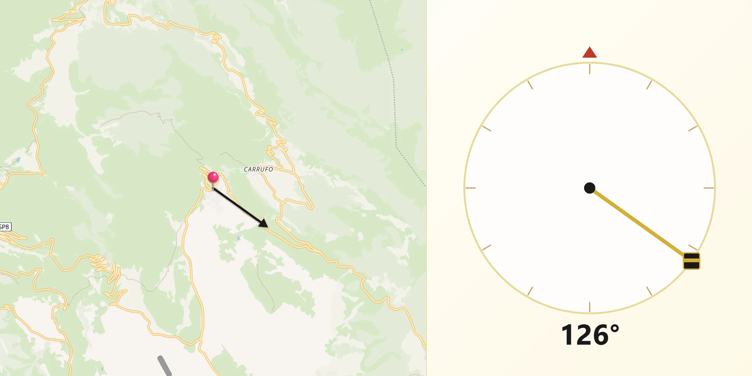 Direzione della Qibla da Ofena