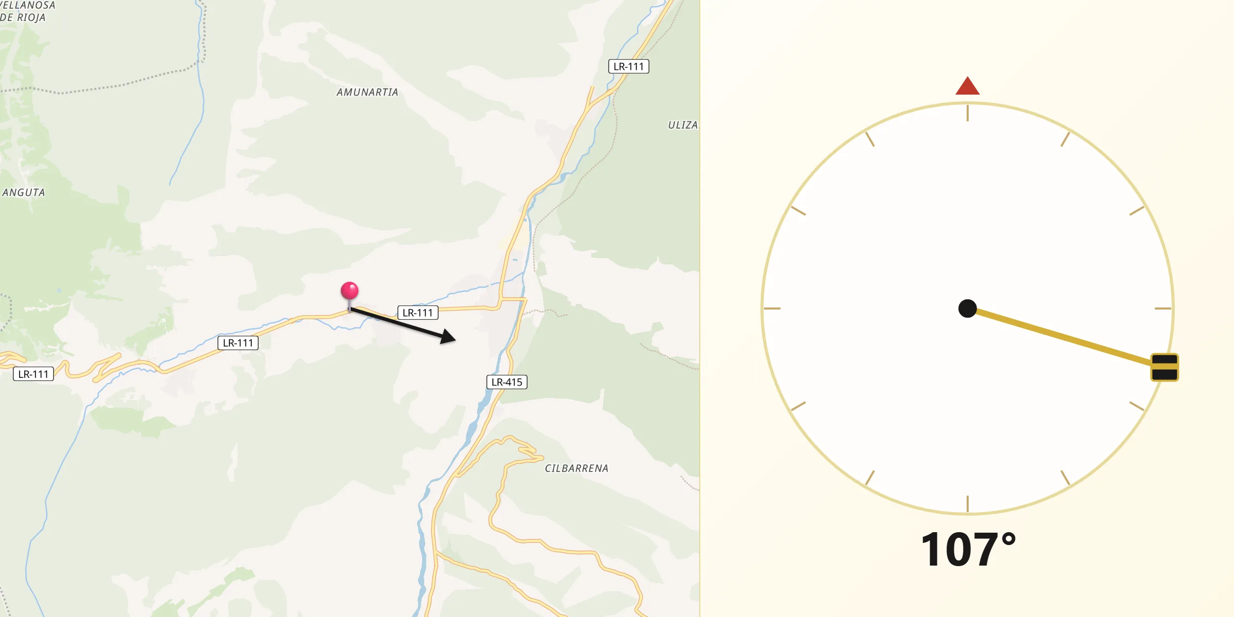 Dirección de la Qibla desde Zorraquín