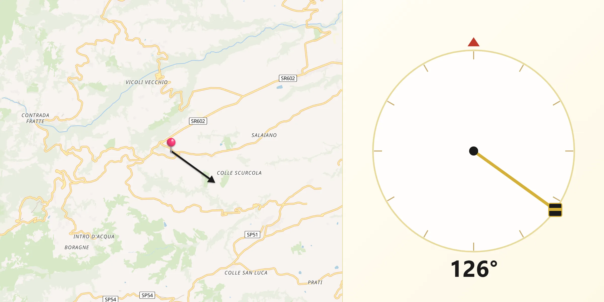Direzione della Qibla da Civitaquana