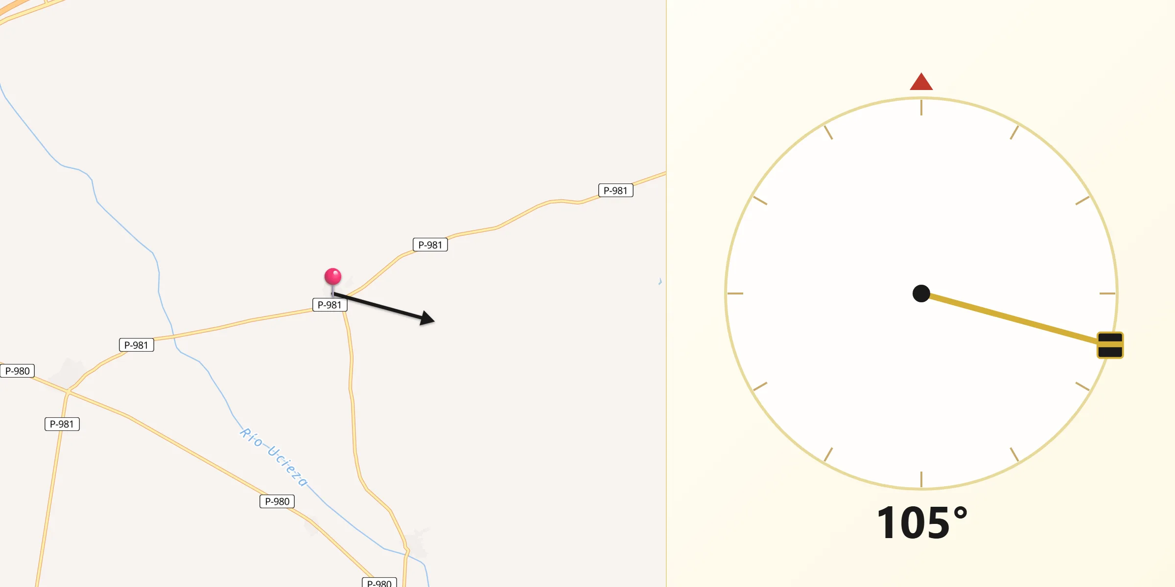 Dirección de la Qibla desde Arconada