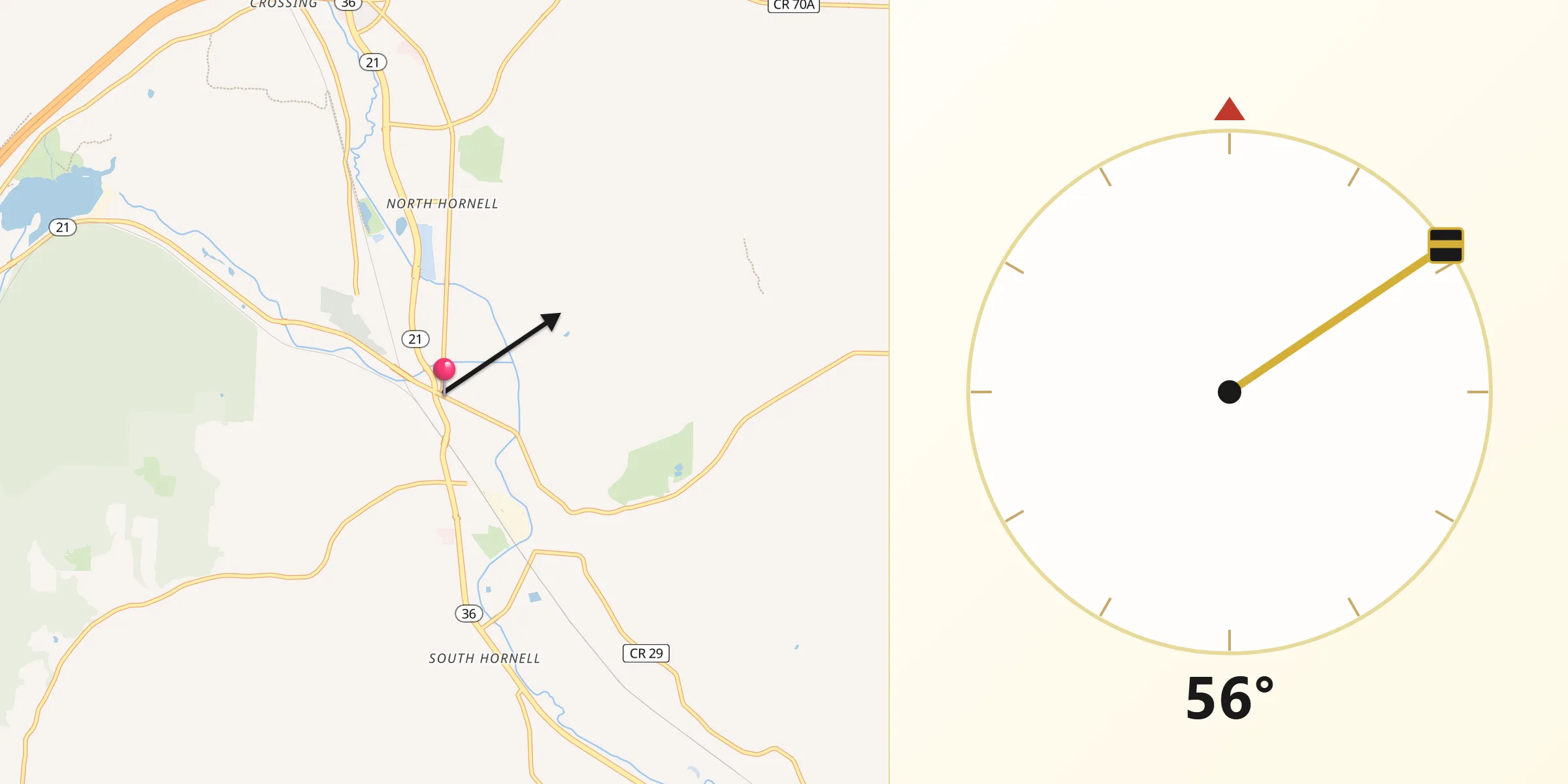 Qibla Direction from Hornell