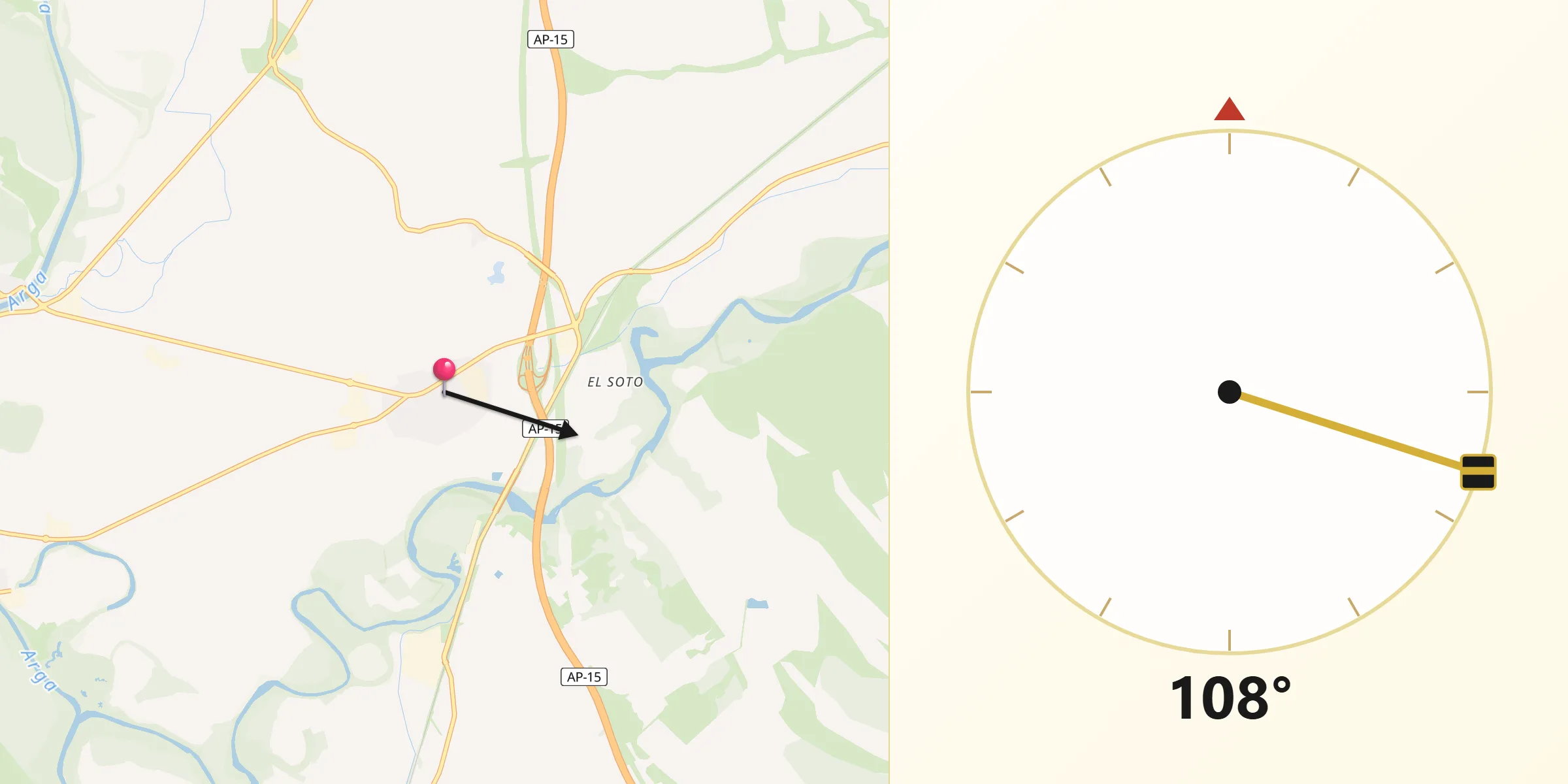 Dirección de la Qibla desde Marcilla
