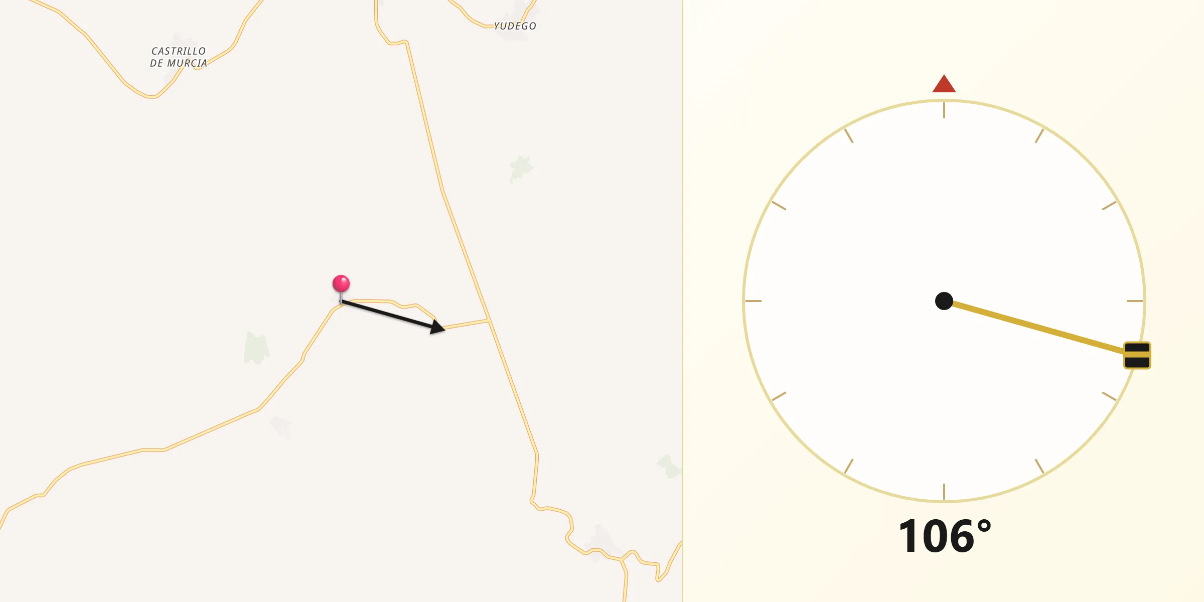 Dirección de la Qibla desde Castellanos de Castro