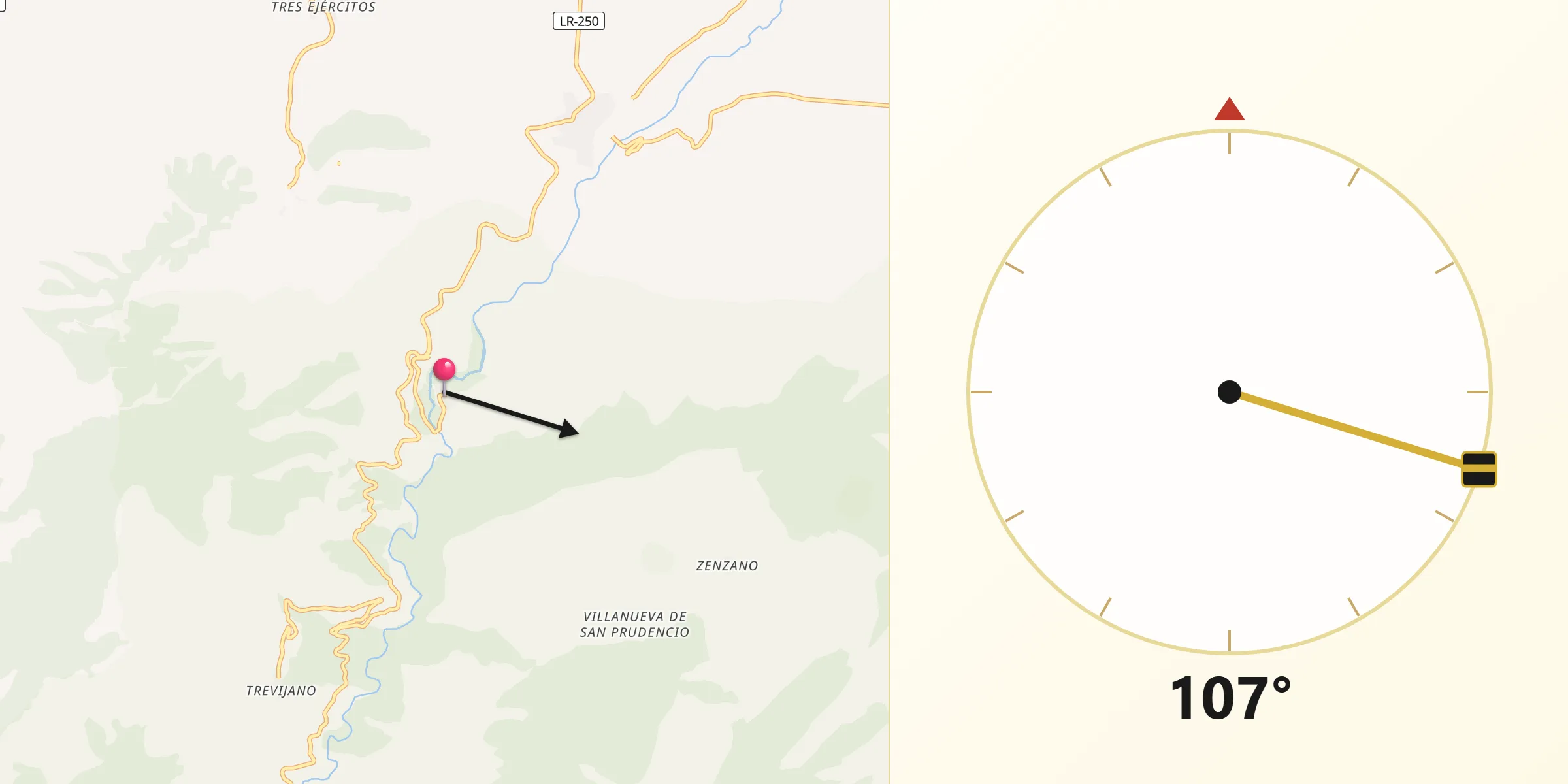 Dirección de la Qibla desde Leza de Río Leza