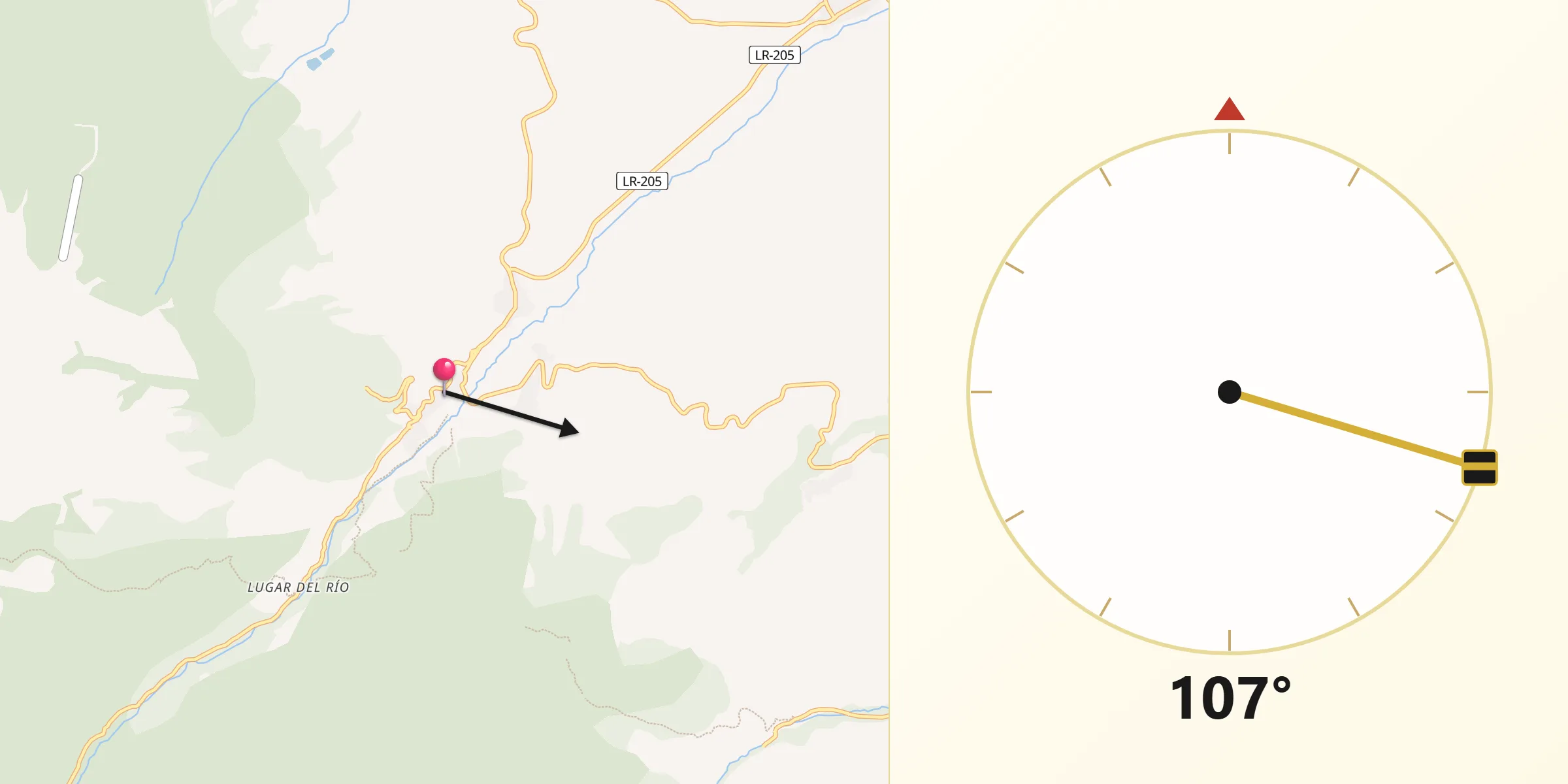 Dirección de la Qibla desde San Millán de la Cogolla
