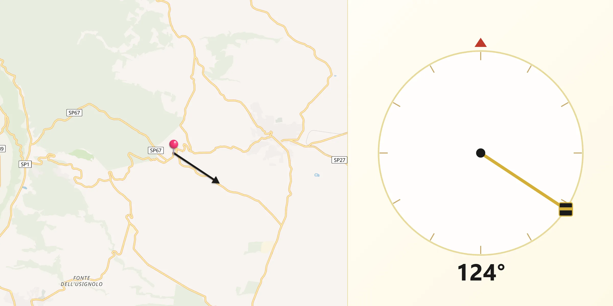 Direzione della Qibla da Carbognano