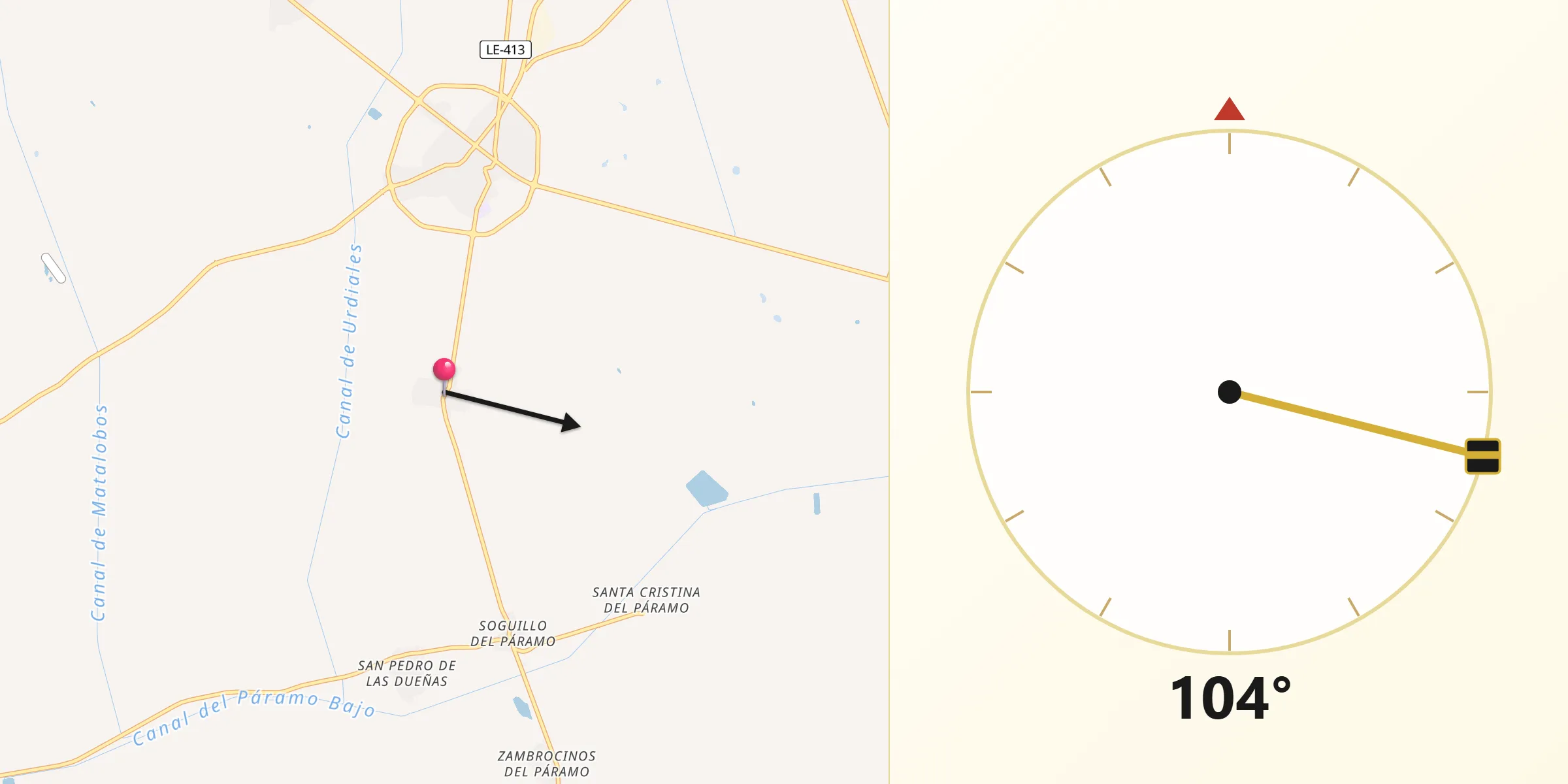 Dirección de la Qibla desde Laguna Dalga