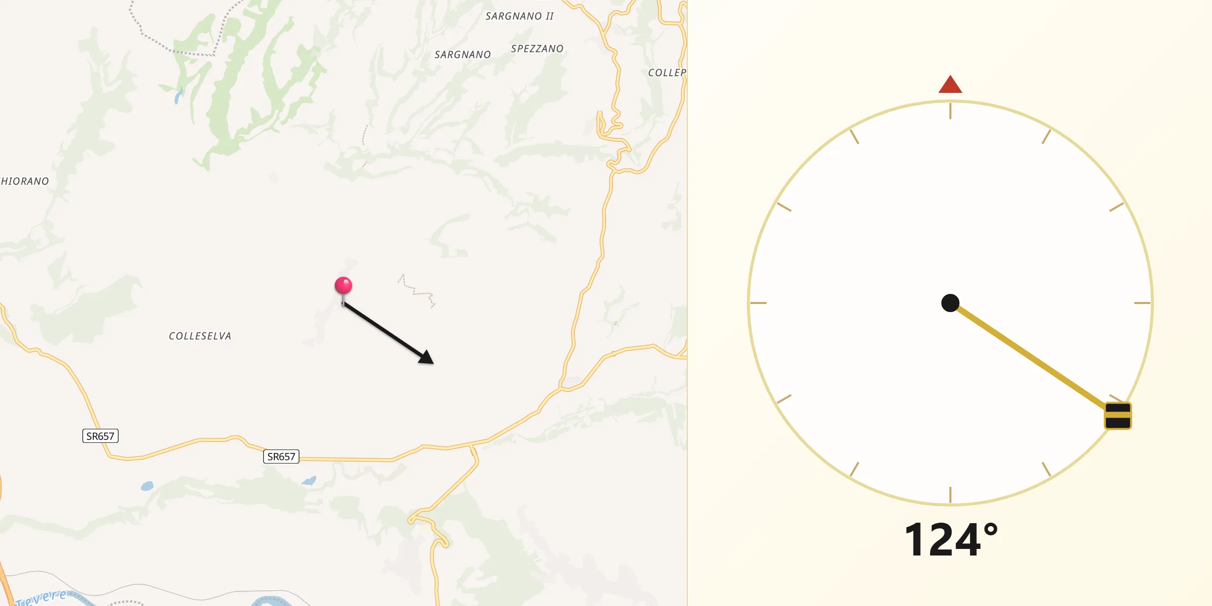 Direzione della Qibla da Collevecchio