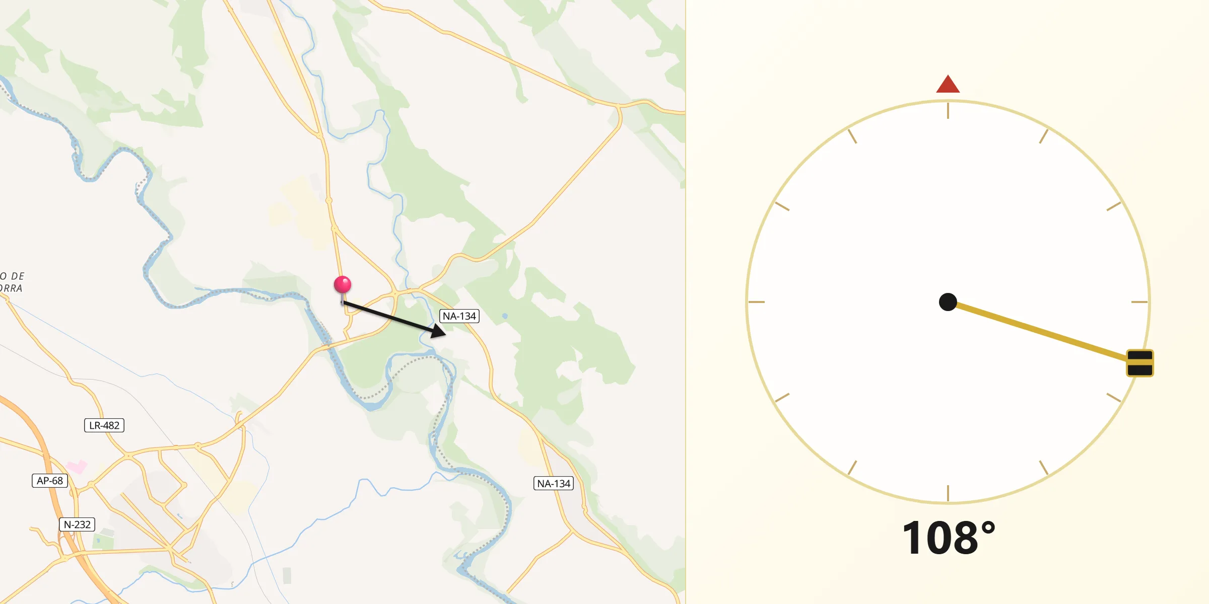 Dirección de la Qibla desde San Adrián