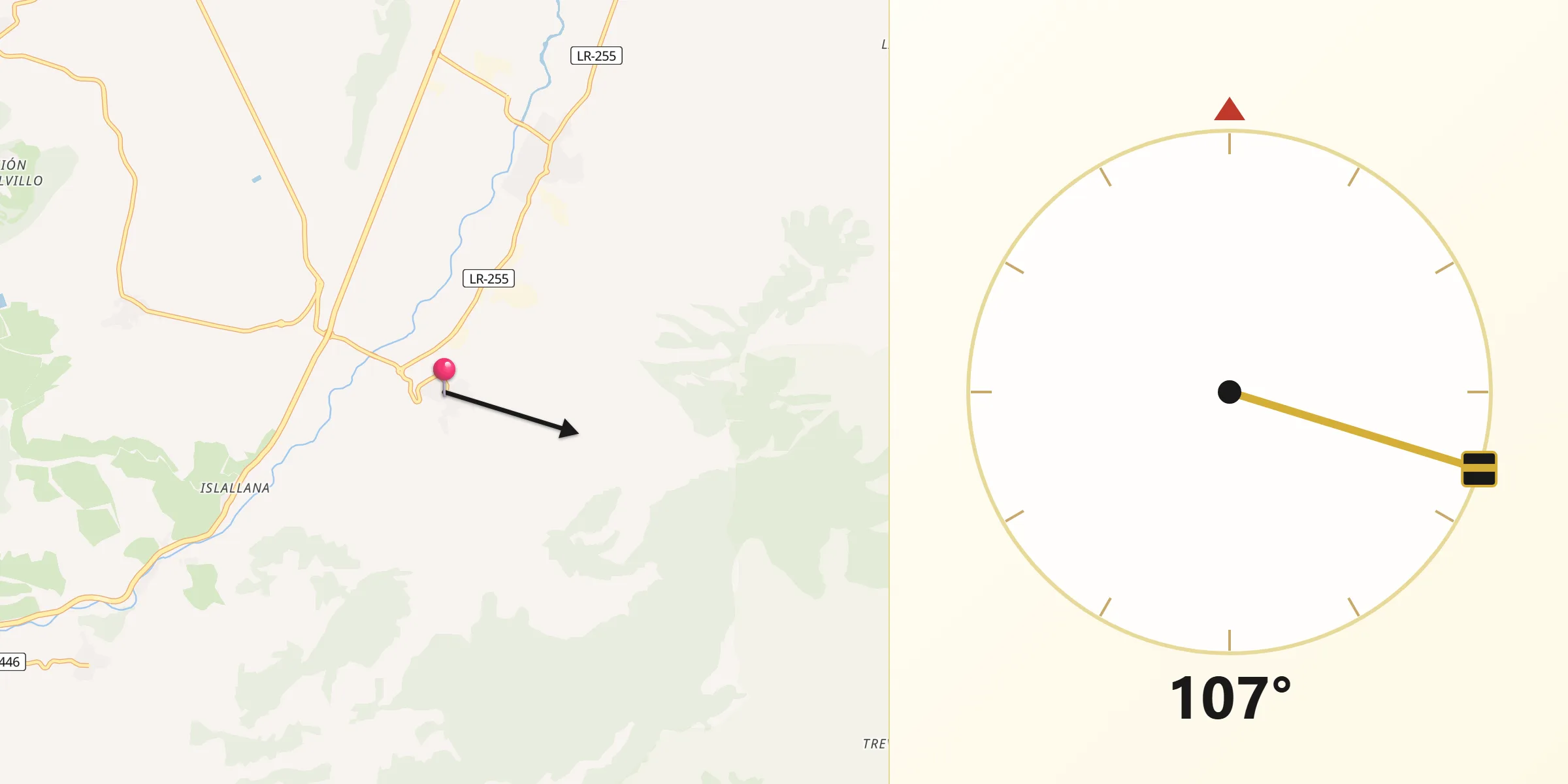Dirección de la Qibla desde Nalda