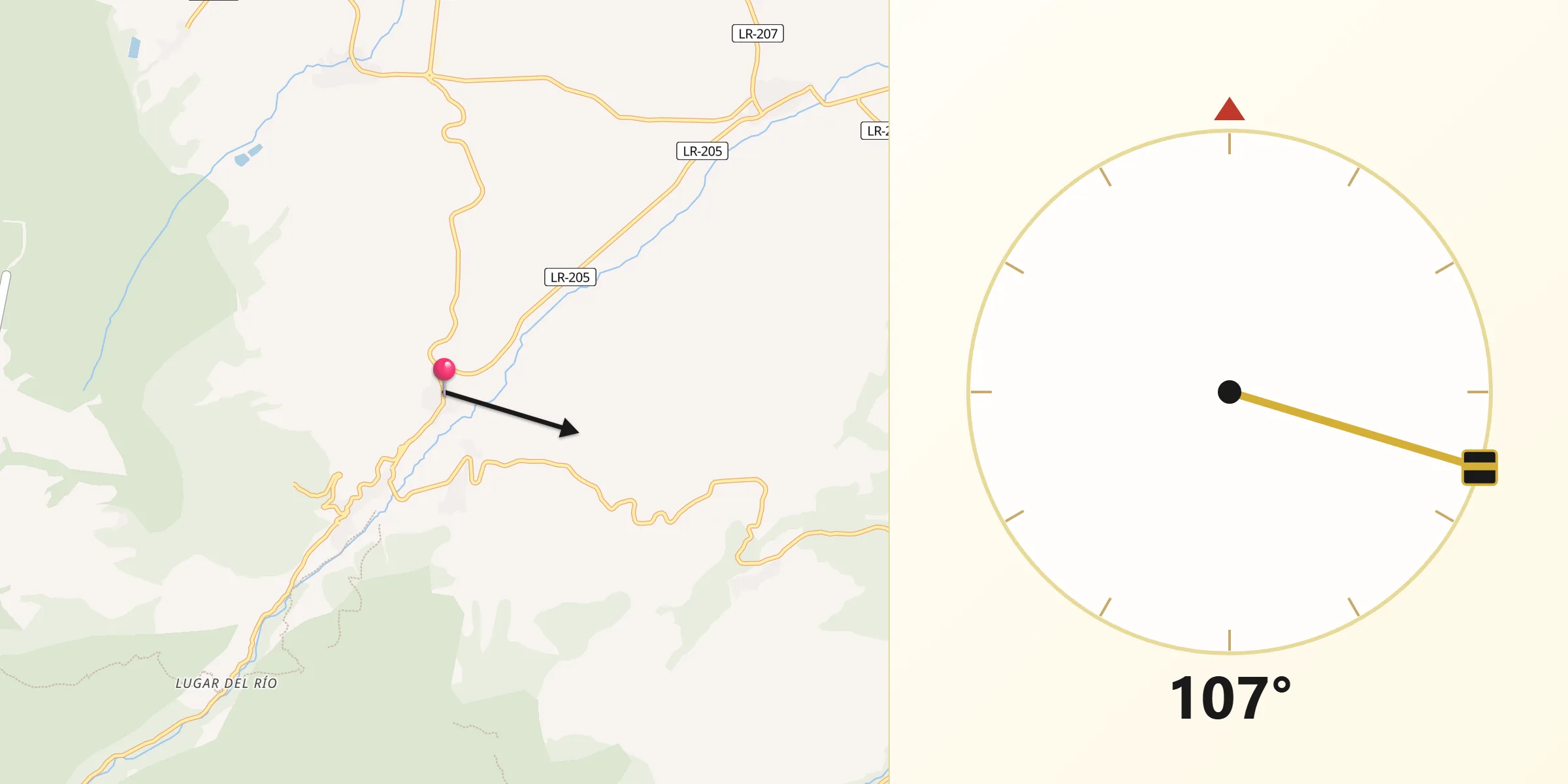 Dirección de la Qibla desde Berceo